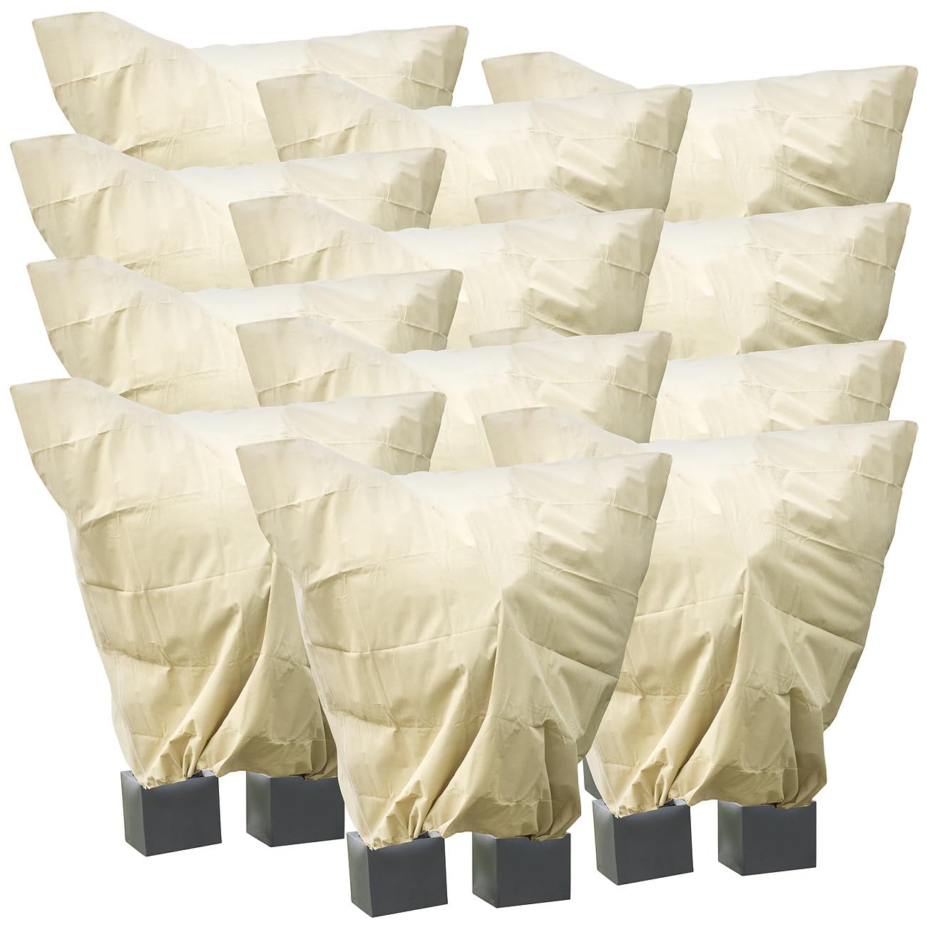 Royal Gardineer Pflanzen-Vliestasche: 12er-Set XXL-Kübelpflanzensack als Winterschutz, 240 x 200 cm, 100 g/m (Vlies-Pflanzenschutzsack, Rosenhülle, EIS)