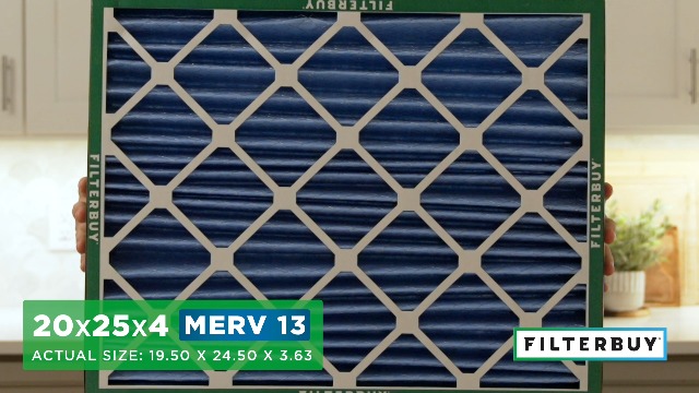 Image of Filterbuy 20x25x4 Air Filter MERV 13 Smoke & Allergy Defense (4-Pack) | Electrostatic Pleated HVAC AC Furnace Filters Replacement, Made in USA (Actual Size: 19.50 x 24.50 x 3.63)