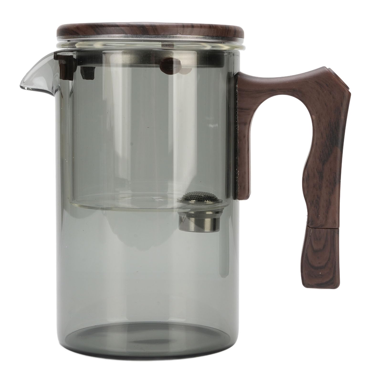 Théière en verre pour le bureau et la maison avec infuseur performant et manche bois