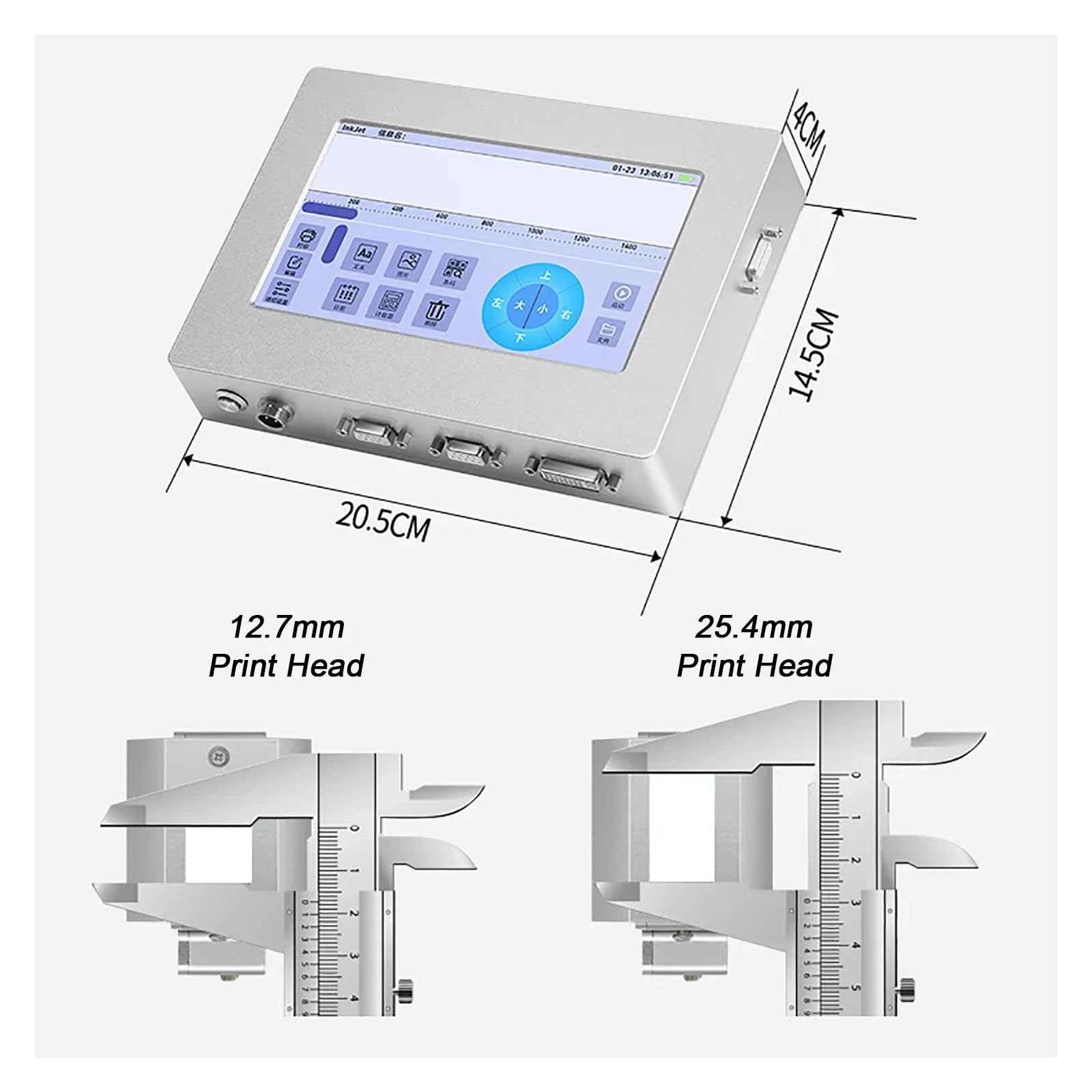 Stampante a getto d'inchiostro termico industriale online da 12,7/25,4 mm, codice a barre QR, logo, data, macchina for la codifica su qualsiasi superficie(12.7mm with 1 ink)