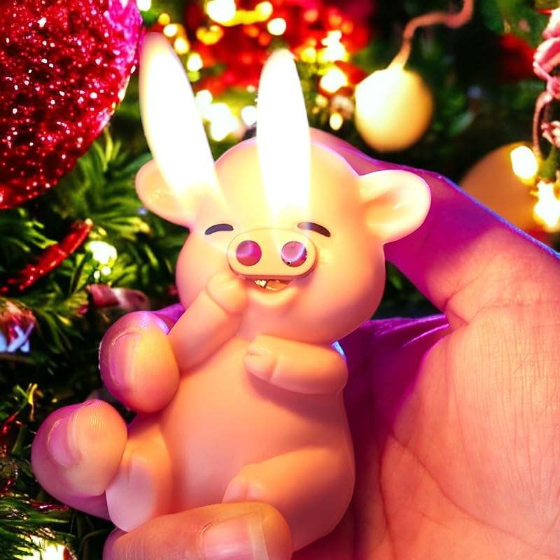 Encendedor doble llama recargable de butano rosa miniatura 3