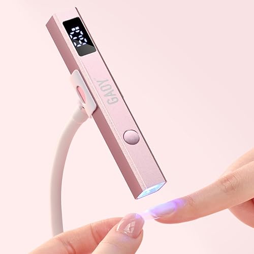 GAOY Lámpara de uñas inalámbrica con soporte, mini luz UV de mano con pantalla LCD para uñas de gel, secador de uñas USB recargable para secado