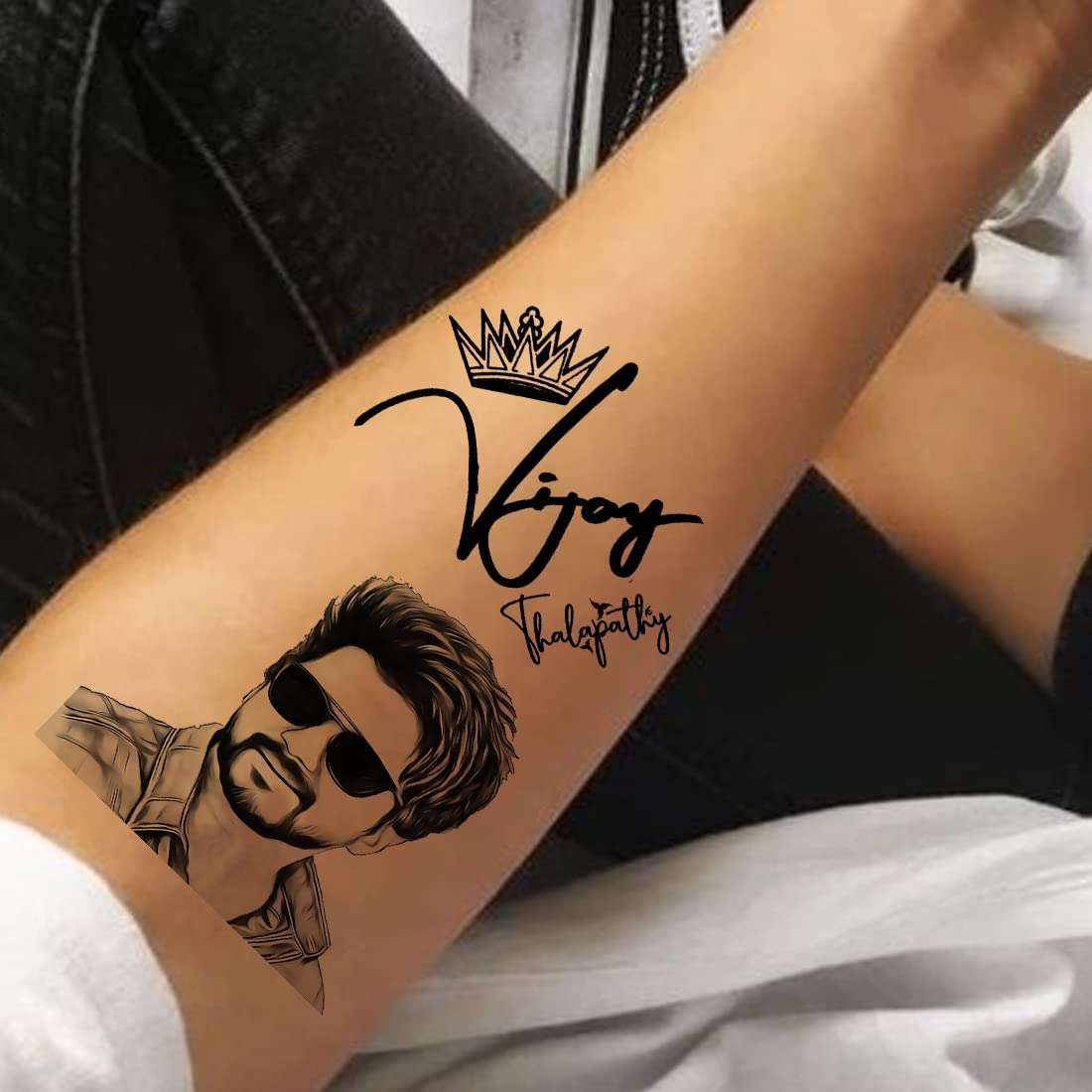 Temporary Tattoowala Vijay Thalapathy Tattoo Sticker Fake Tattoo For Male And Female Waterproof Tattoo Sticker Removable Tattoos 2