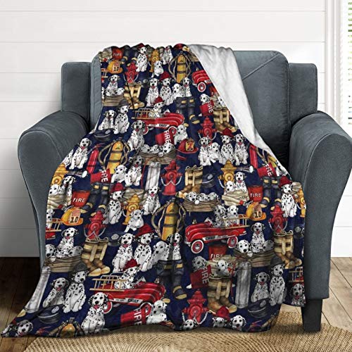 Btrada Exquisite Flannel Blanket Lightweight Fluffy Blanket Alarm Fire Fighter Dalmatian Dog Pattern Fade Resistant Air-Conditioned Quilts For Office Travel, 50 X 60 Inches #TOP5