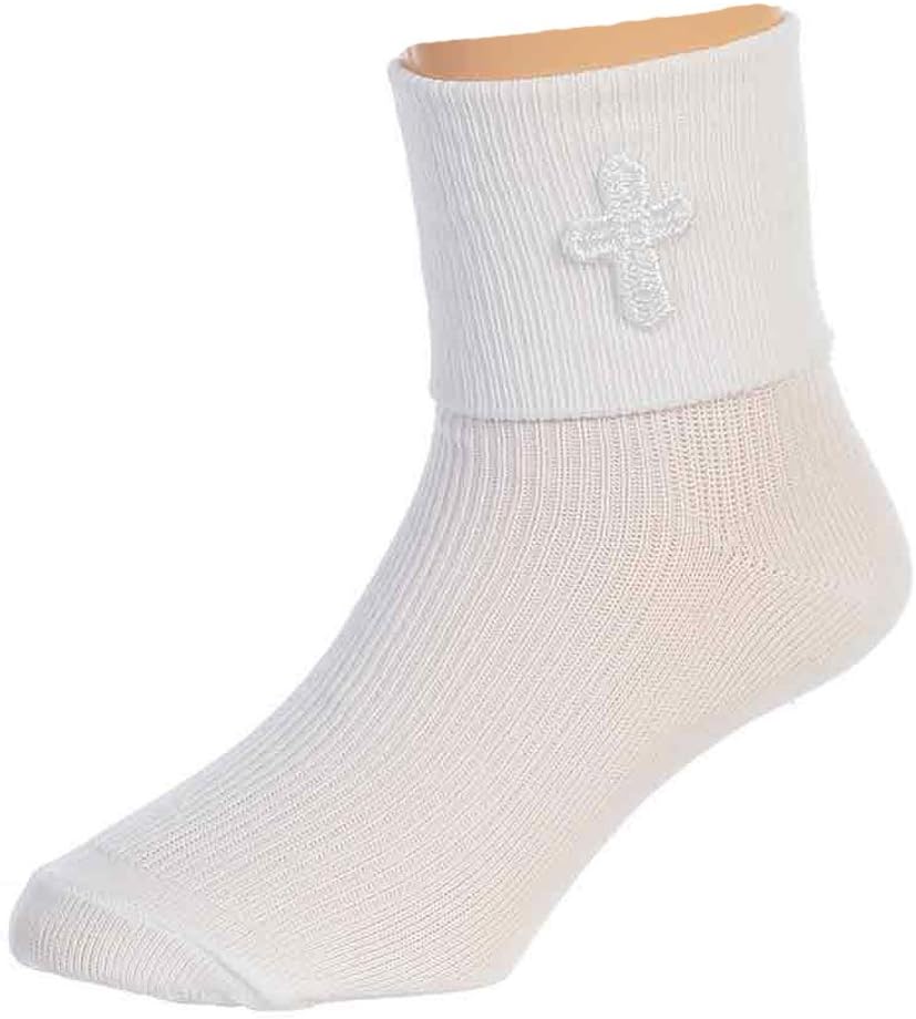 Boys White First Communion Baptism Special Occasion Socks with Cross