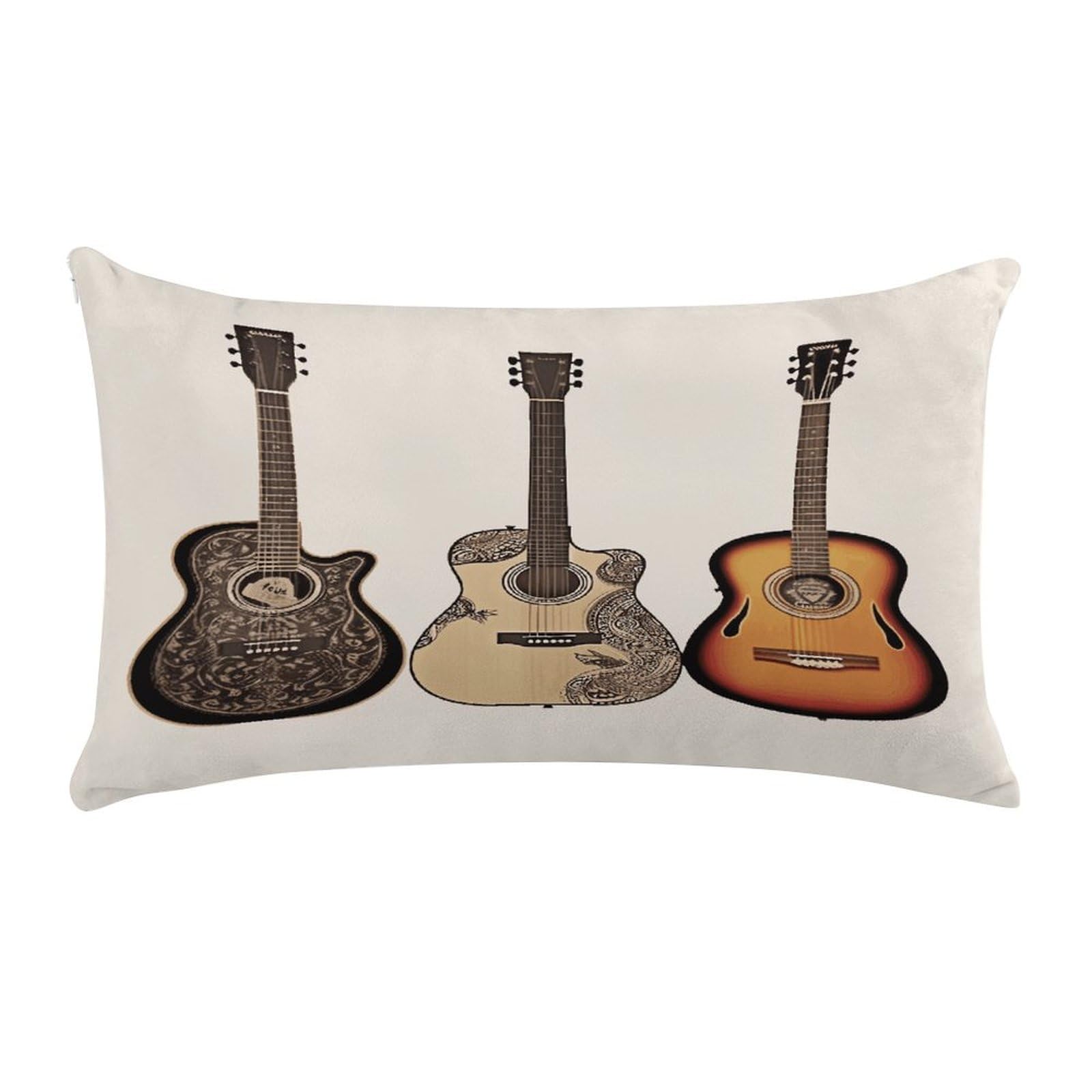 FekiLoot Guitar Pillow Covers Short Plush Pillowcase with Zipper Cozy Soft Rectangular Throw Pillow Case Luxury Style Cushion Cases Decorative Lumbar Pillow Shell 12" X 20"