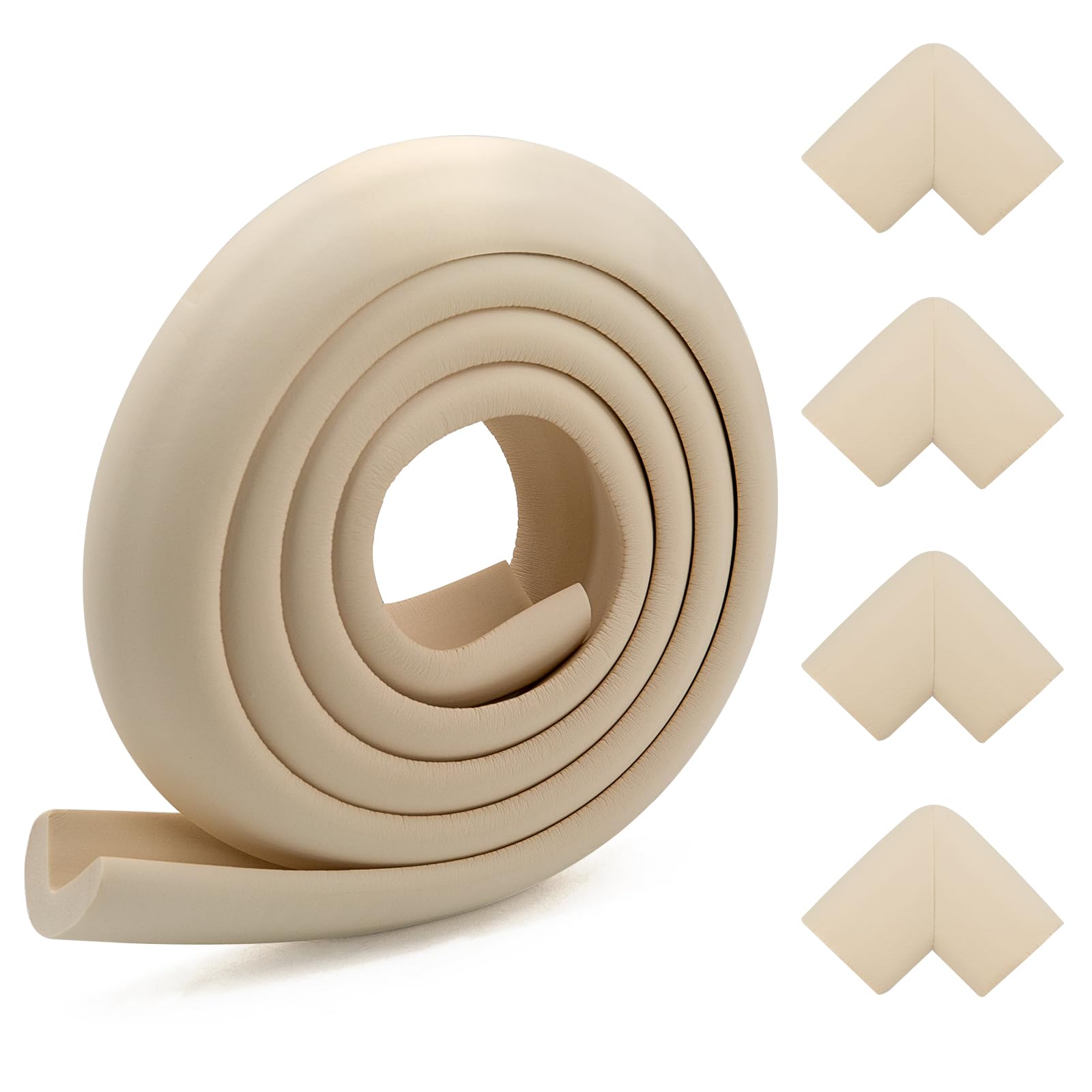 Edge Protectors, 2M Foam Safety Strip and 4 Corner Cushion Protector Set, Edge Corner Guards for Baby