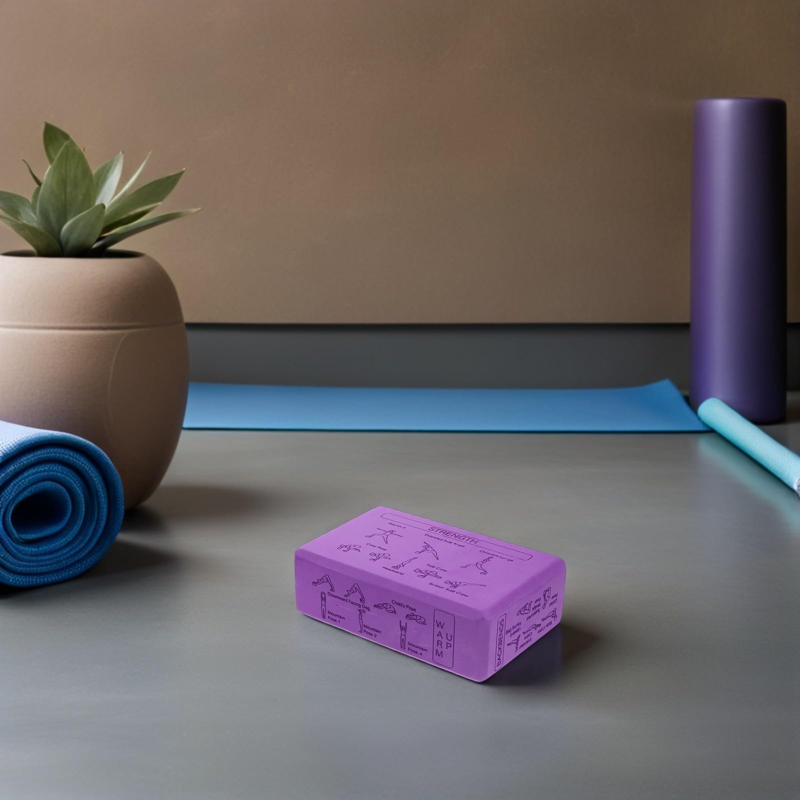 MAGICLULU Bloques de Yoga Espuma Eva Antideslizantes Alta Densidad 23x15x7,6 Cm Pack 2 Unidades Color Morado Principiantes y Niños para Estiramientos Flexibilidad y Pilates en Casa