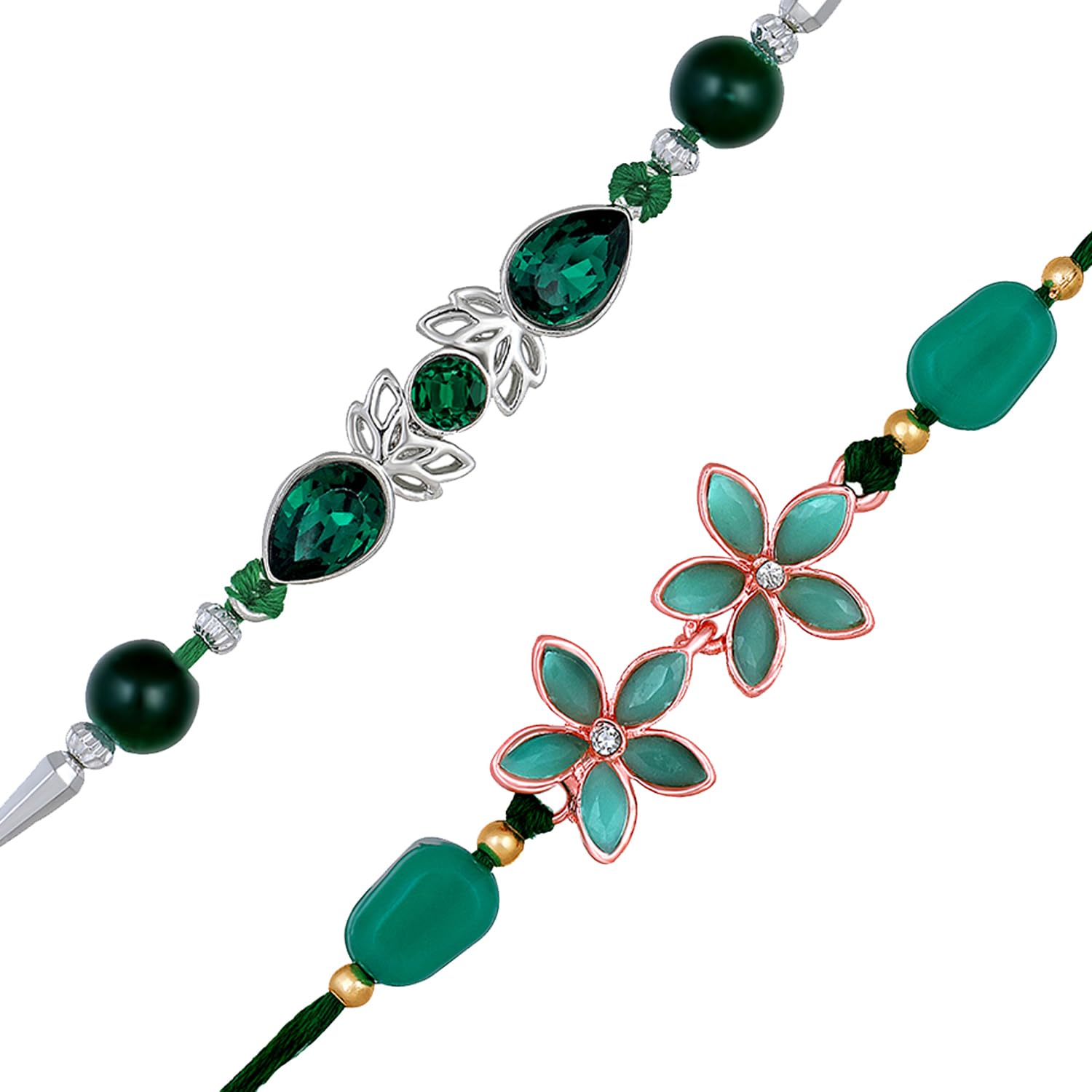 Mahi Combo of Two Beautiful Rakhis with Green and White Crystals for Brothers (RCO1105524M) (B0C9JFZ5C4) Amazon Price History, Amazon Price Tracker