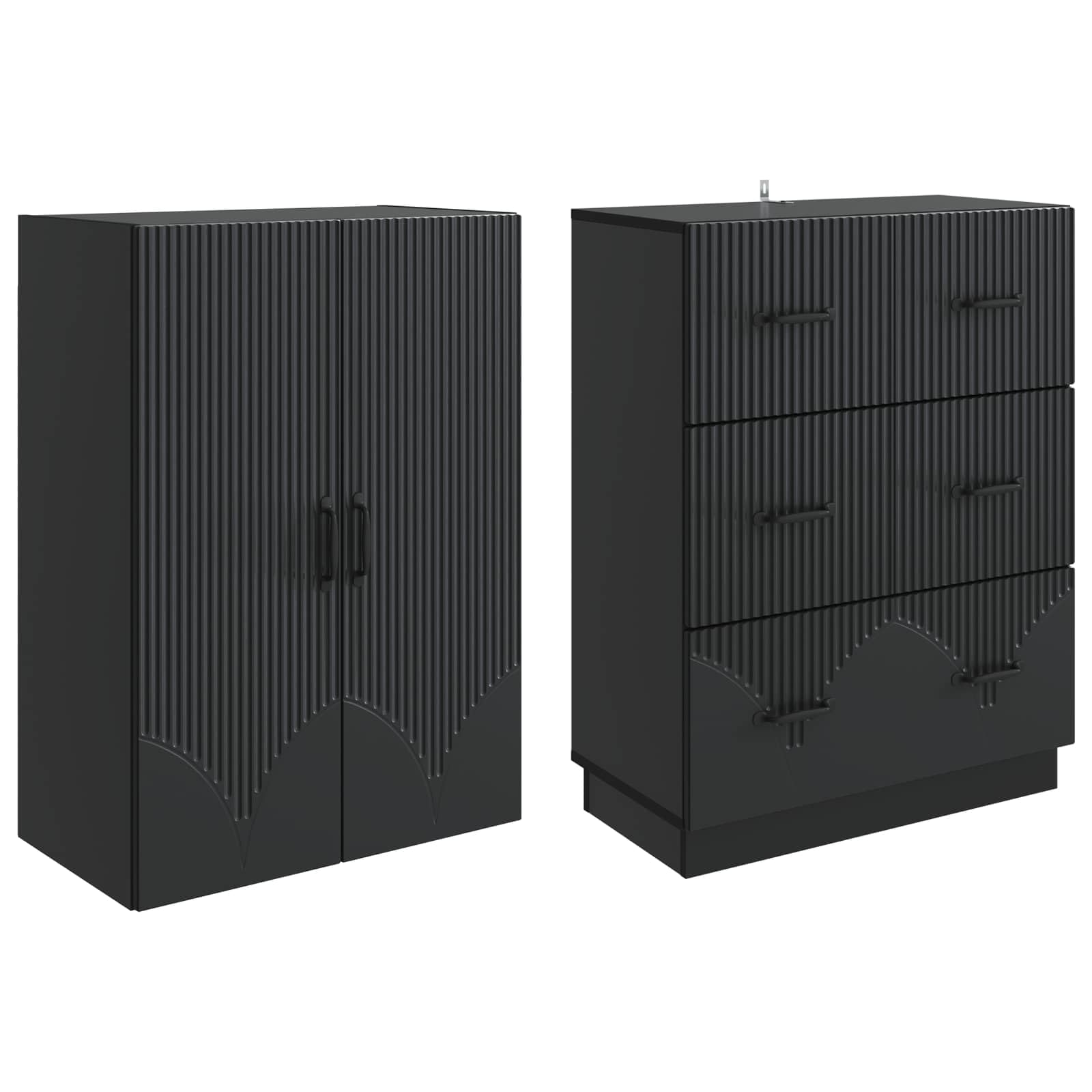 Set di Armadi 2 Pezzi 66x34,5x87 cm Legno Ingegnerizzato Nero