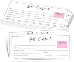 25 vales de presente rosa para empresas, vale de presente em branco para salão, spa, restaurantes, casamento, aniversário, Natal, vouchers personalizados para clientes, 9 x 20 cm - 28 cm