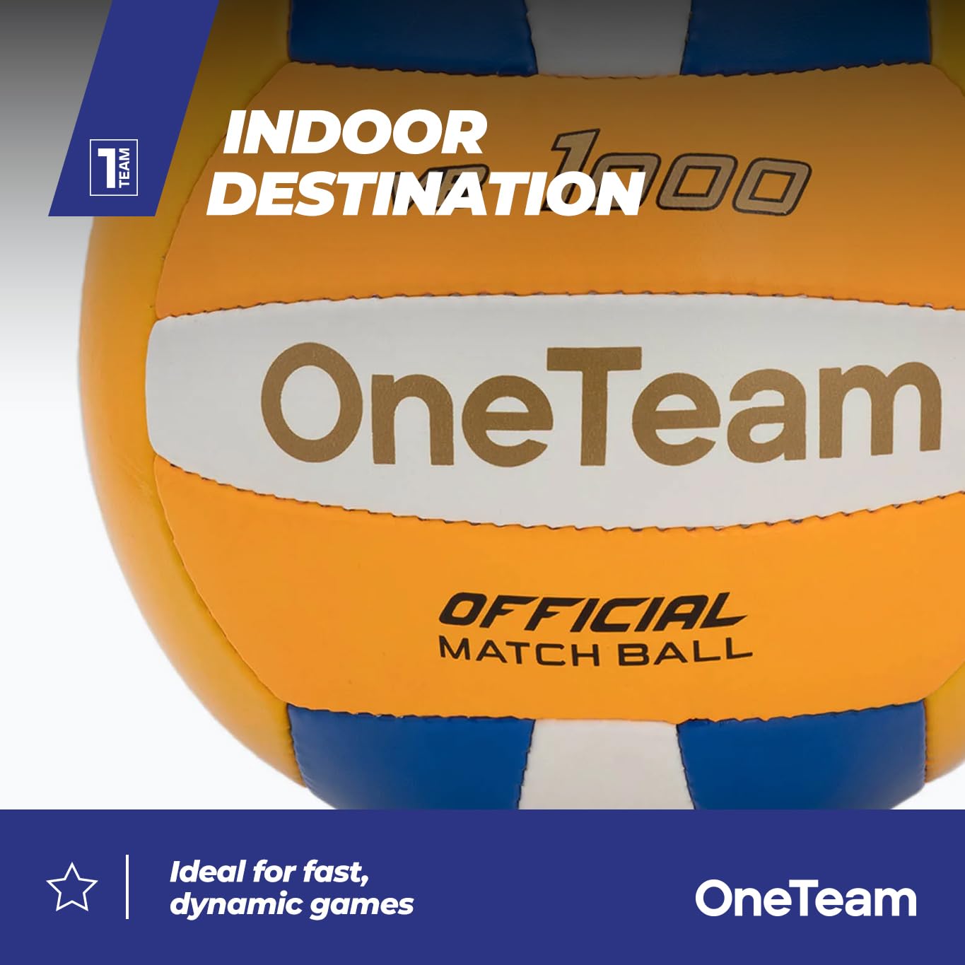 OneTeam Piłka do siatkówki HS Volley Rozmiar 5 w Kolorze Niebieskim Teksturowa Powierzchnia PVC Mocny Chwyt i Przyczepność Solidna i Elastyczna Optymalna Lekkość Idelana do gry