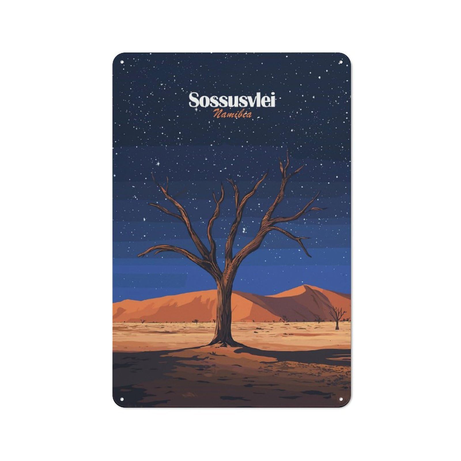 Junmoney Style-16 Dead Tree In Namibian Desert Tin Sign 30X20cm, Vintage Home Bar Decor For Cafe, Pub, Workshop Or Home Bar, For Relaxed Wall Styling