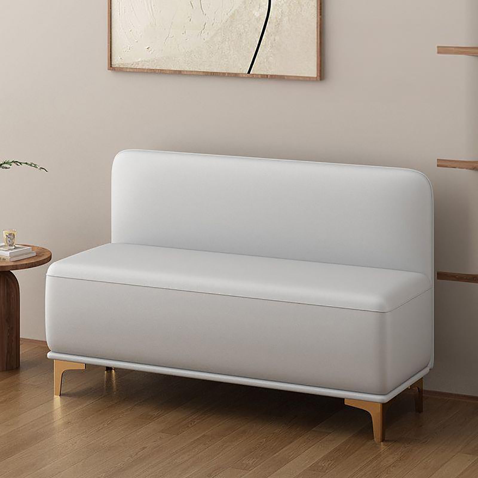 MSHGSKU Solid Wood Entryway Bench with High Backrest Upholstered Seat Shoe Storage Bench Footrest for Living Room Shop Office Hallway (Width 31.5" 80cm No Storage Option)