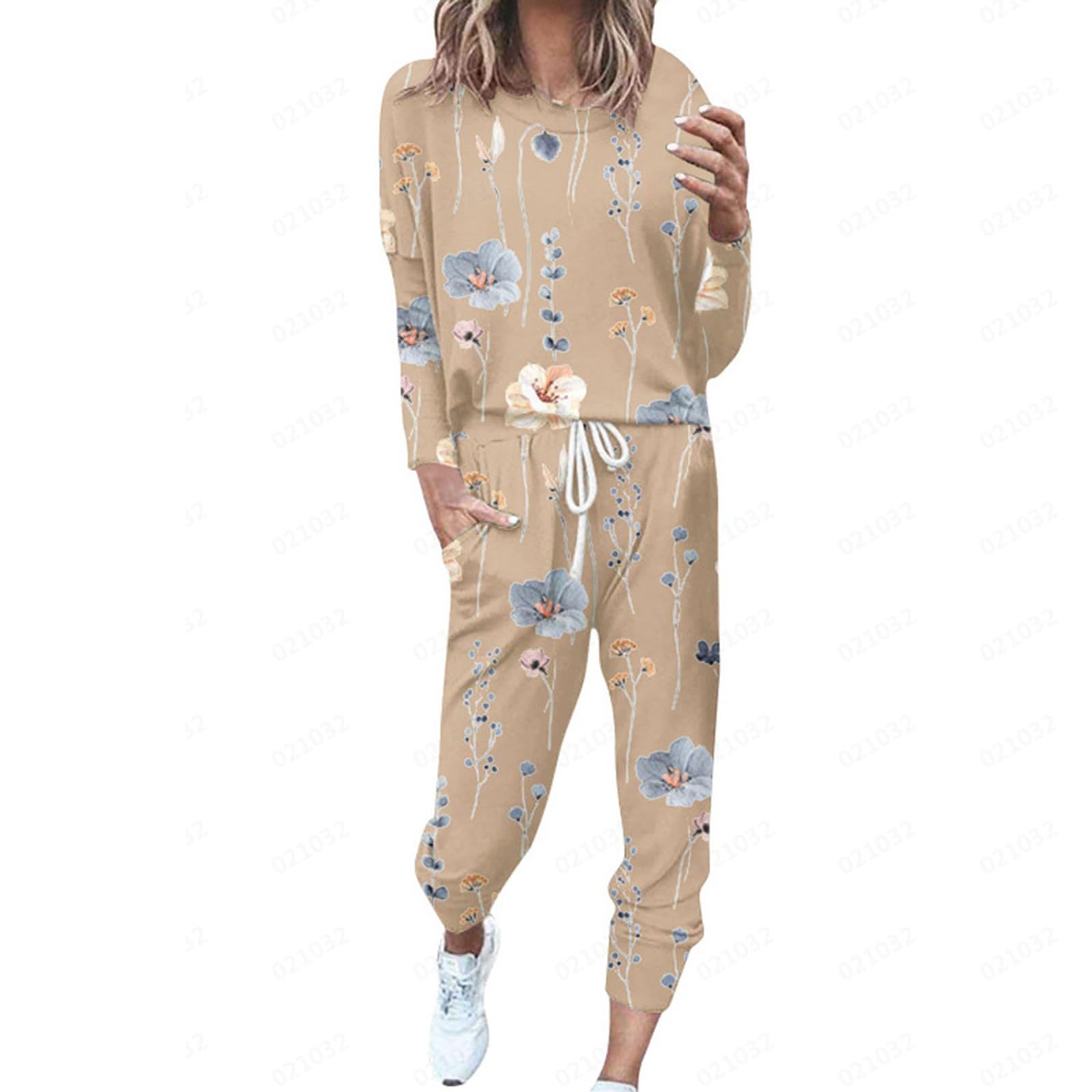 Damen Langarm Set Weichem Stoff Elegantes Zweiteiler Outfit Für Casual Anlässe Bequeme Alltagsmode Mit Modernem Druck
