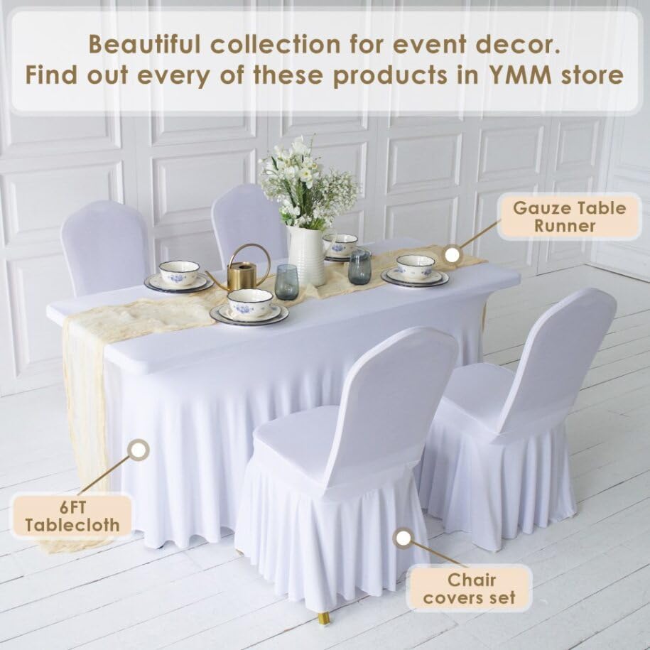 Miniatura 8 de Magic Moment - Camino de mesa de gasa estilo rústico y bohemio, de 160 pulgadas, largo, para decoración de mesa de Navidad, boda o cena romántica,
