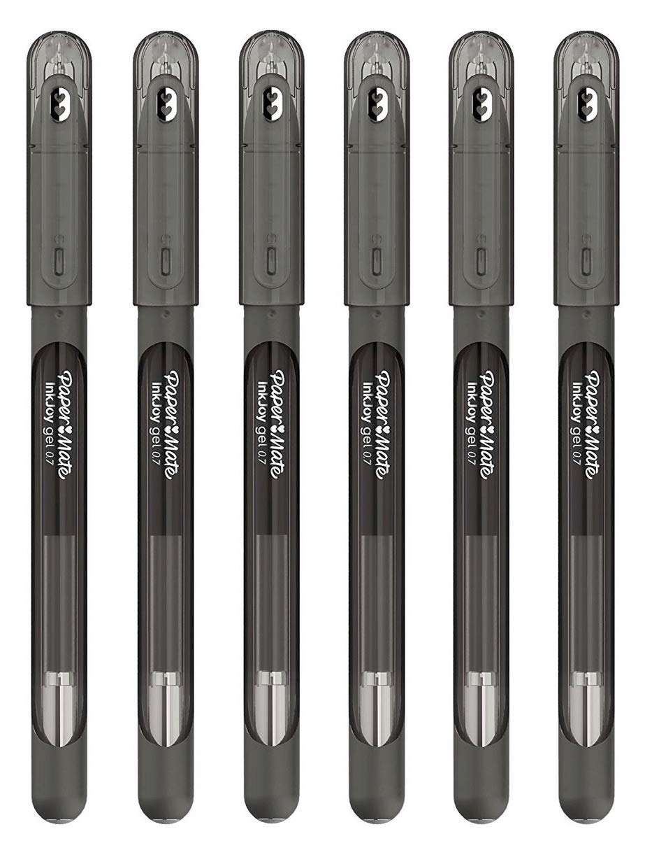 PAPER MATE INKJOY GEL CAPPED, 0.7MM, (BLACK, 6)