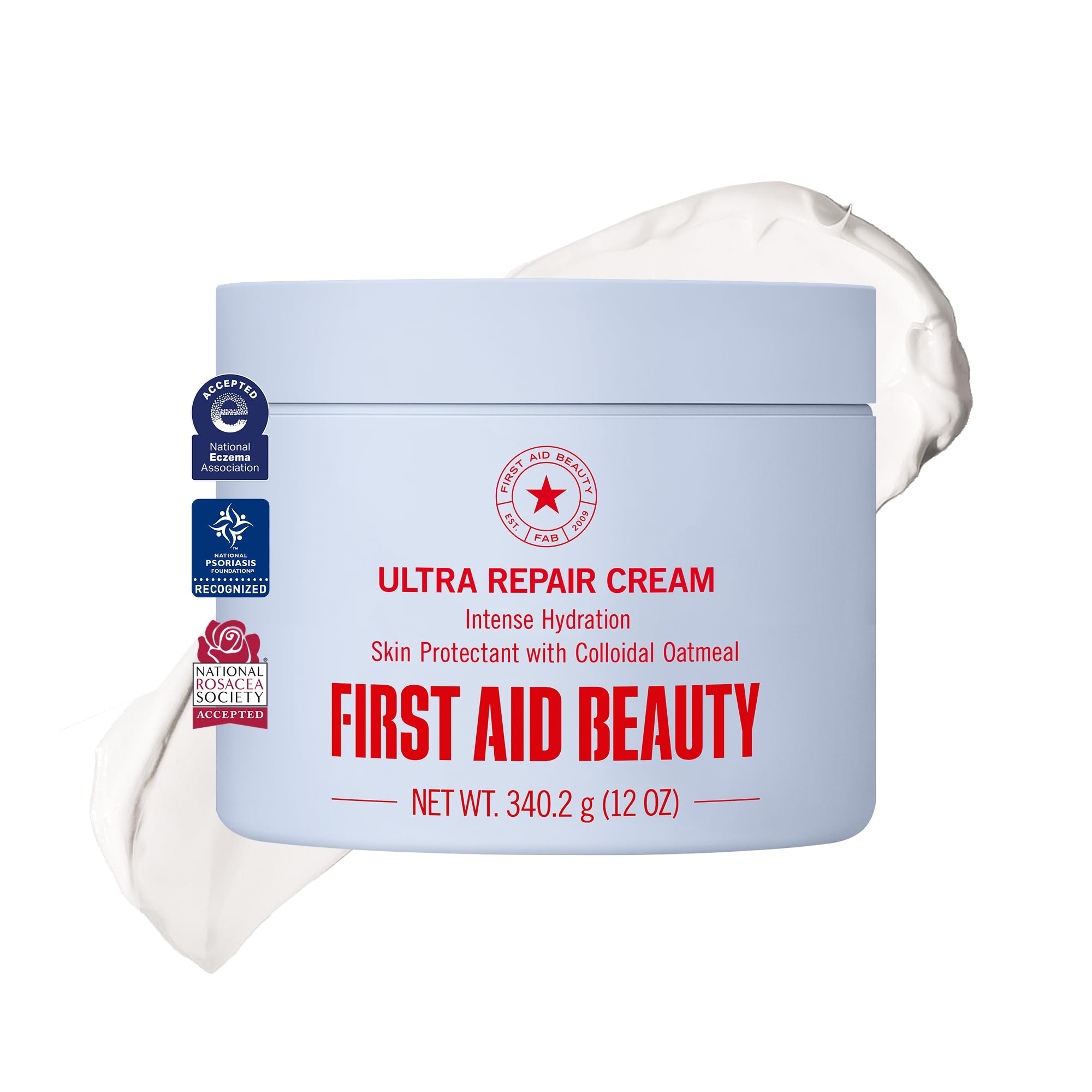 First Aid Beauty Ultra Repair Cream, Intense Hydration Face & Body Moisturizer with Colloidal Oatmeal, Helps Relieve Eczema, Dry Skin Barrier Repair, Fragrance Free