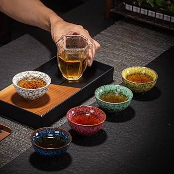 Amazon.com | ZPGXLRZ 5Pcs Ceramic Tea Cup Set, 4oz Chinese Tea