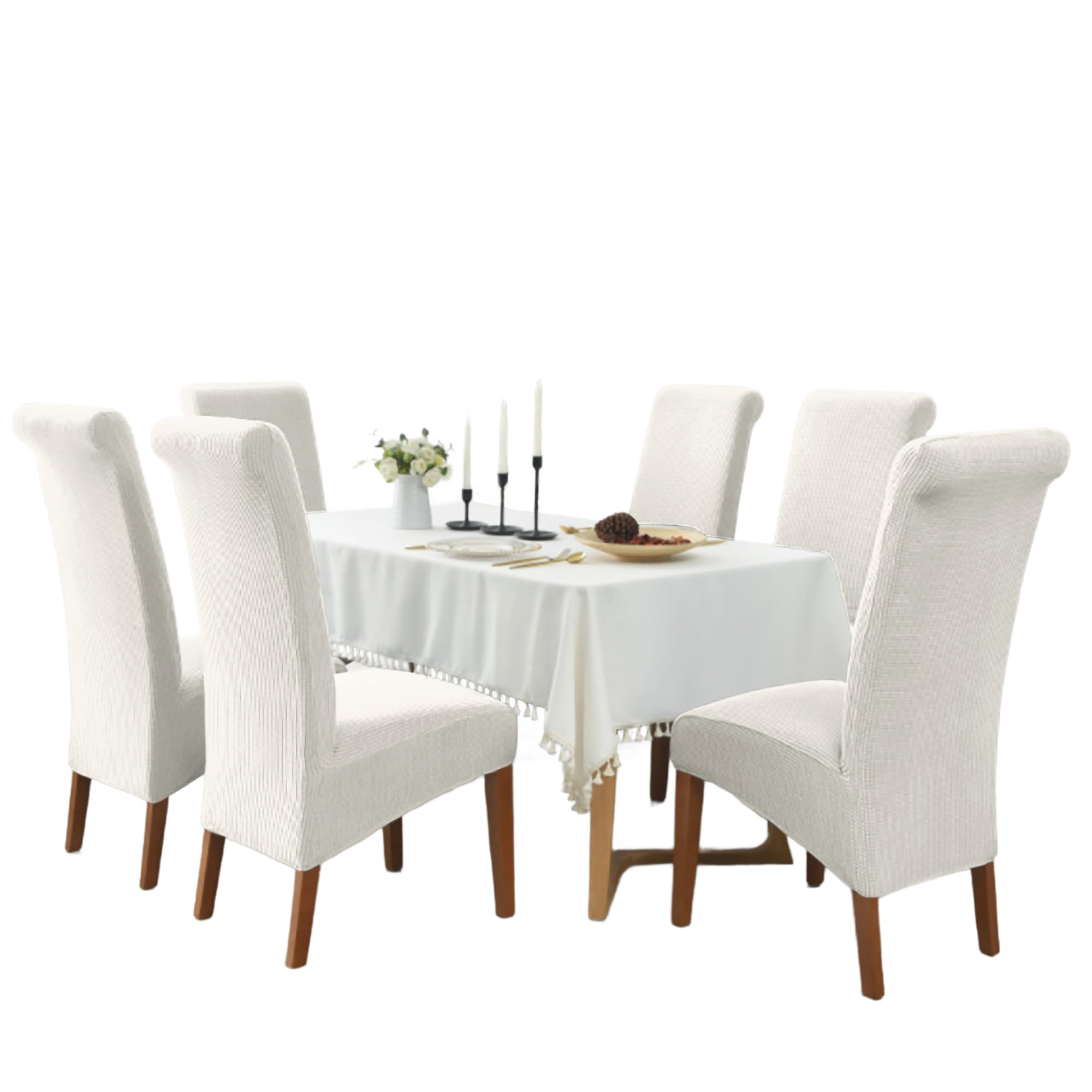 EBETA 6er Funda elástica para Silla, XL Fundas para sillas Fundas sillas Comedor Fundas Cubiertas para sillas,bielástico Extraíble Funda (Blanco Leche)
