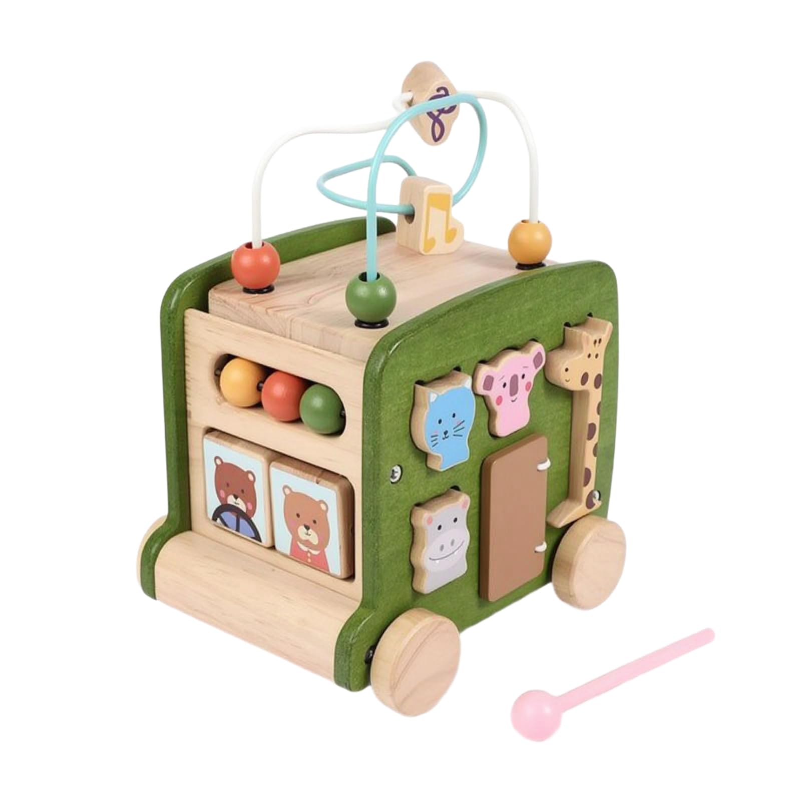 Scatola Montessoriana con Percorso Di, Autobus Giocattolo Montessoriano Verde