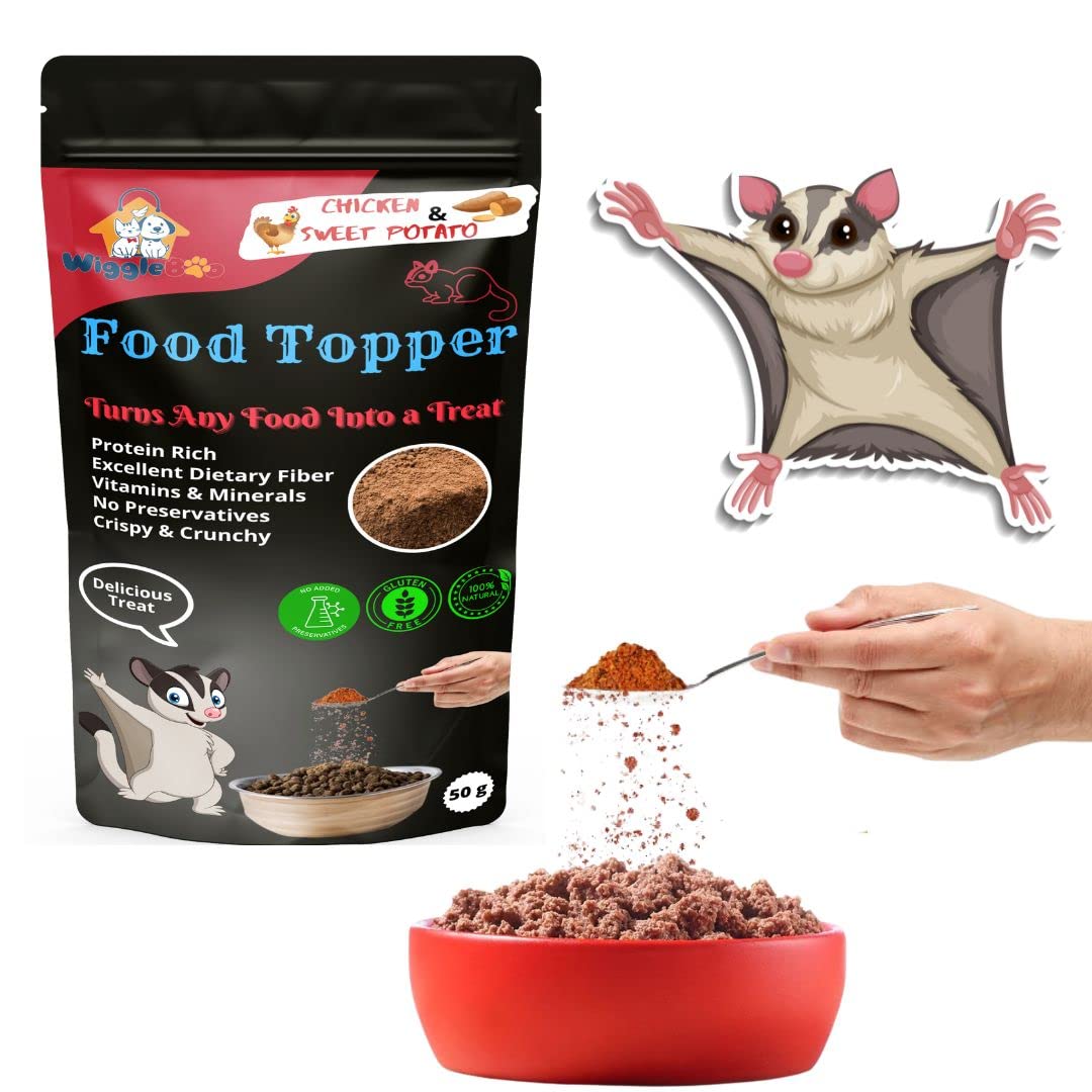 WiggleBoo Magical Sugar Glider Food Topper || Joy of Best Taste || Chicken & Sweet Potato Flavour || Grain Free & Protein Rich || Excellent Dietry Fibre|| 50g (Chicken & Sweet Potato)