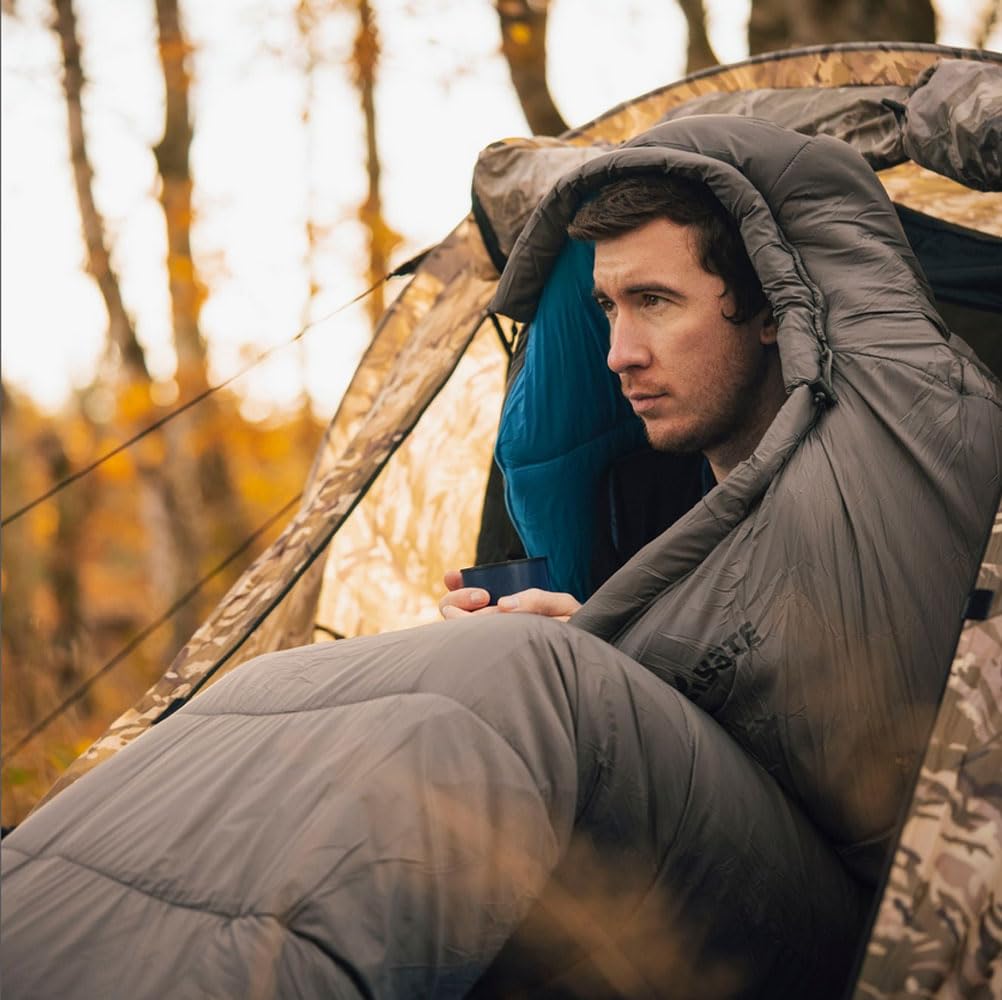 Yate Mons XXL 4 Jahreszeiten Schlafsack für Erwachsene bis Minus 24 °C 7 Kammer Hohlfaser leicht wasserabweisend 230x80 cm Winterschlafsack Partnerschlafsack Mumienschlafsack