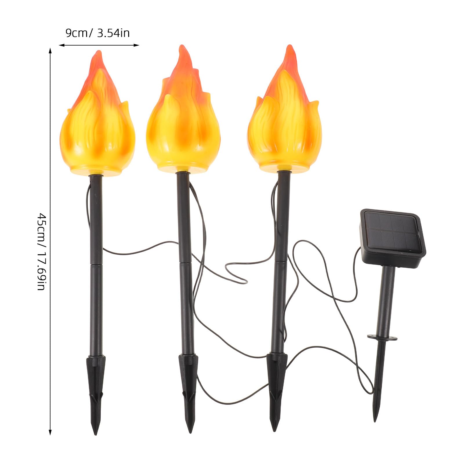 3 Piezas Antorchas Solares de Patio Efecto Llama Parpadeante, 3