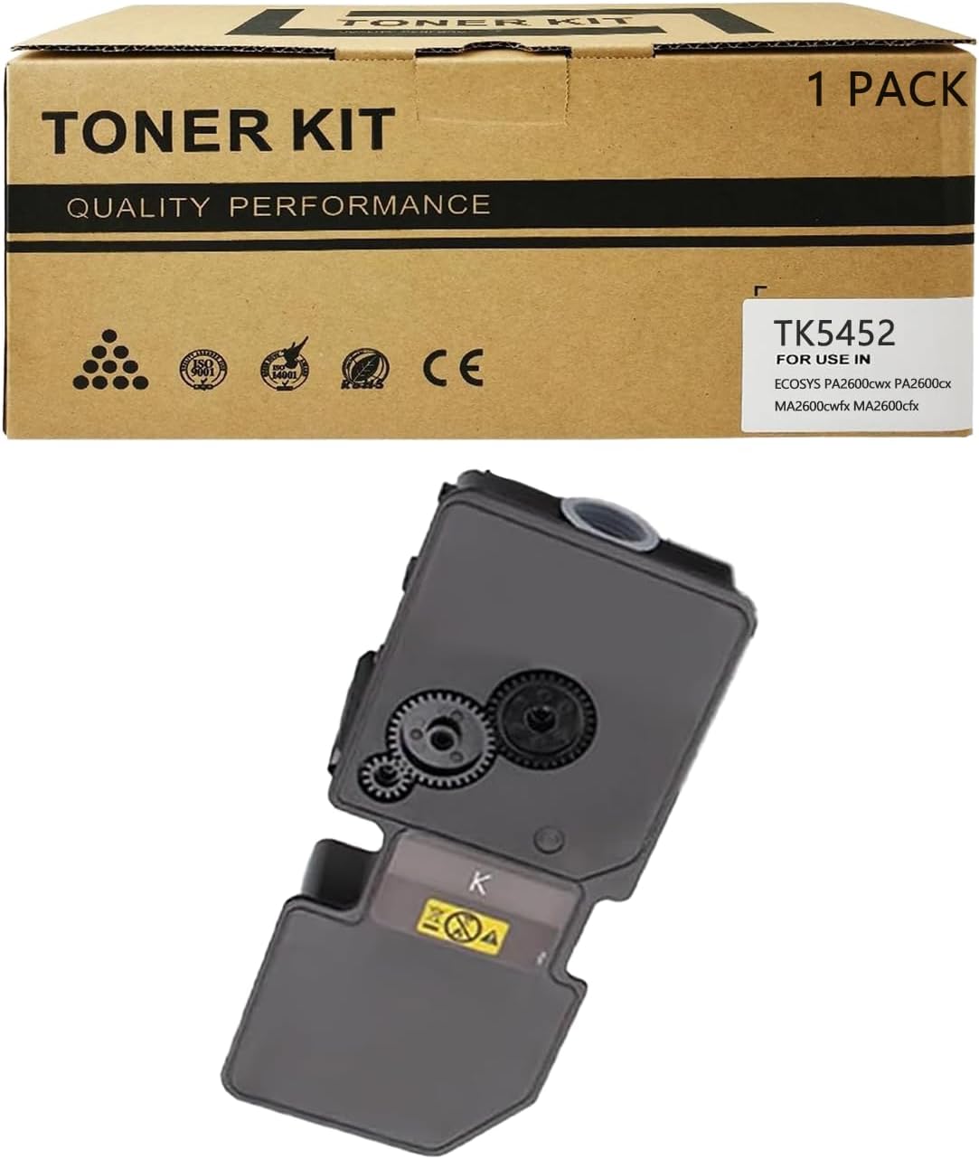 TK5452K Toner Compatible for Kyocera TK5452 TK-5452 Black Toner Compatible for Kyocera ECOSYS PA2600cwx PA2600cx MA2600cwfx MA2600cfx Printer