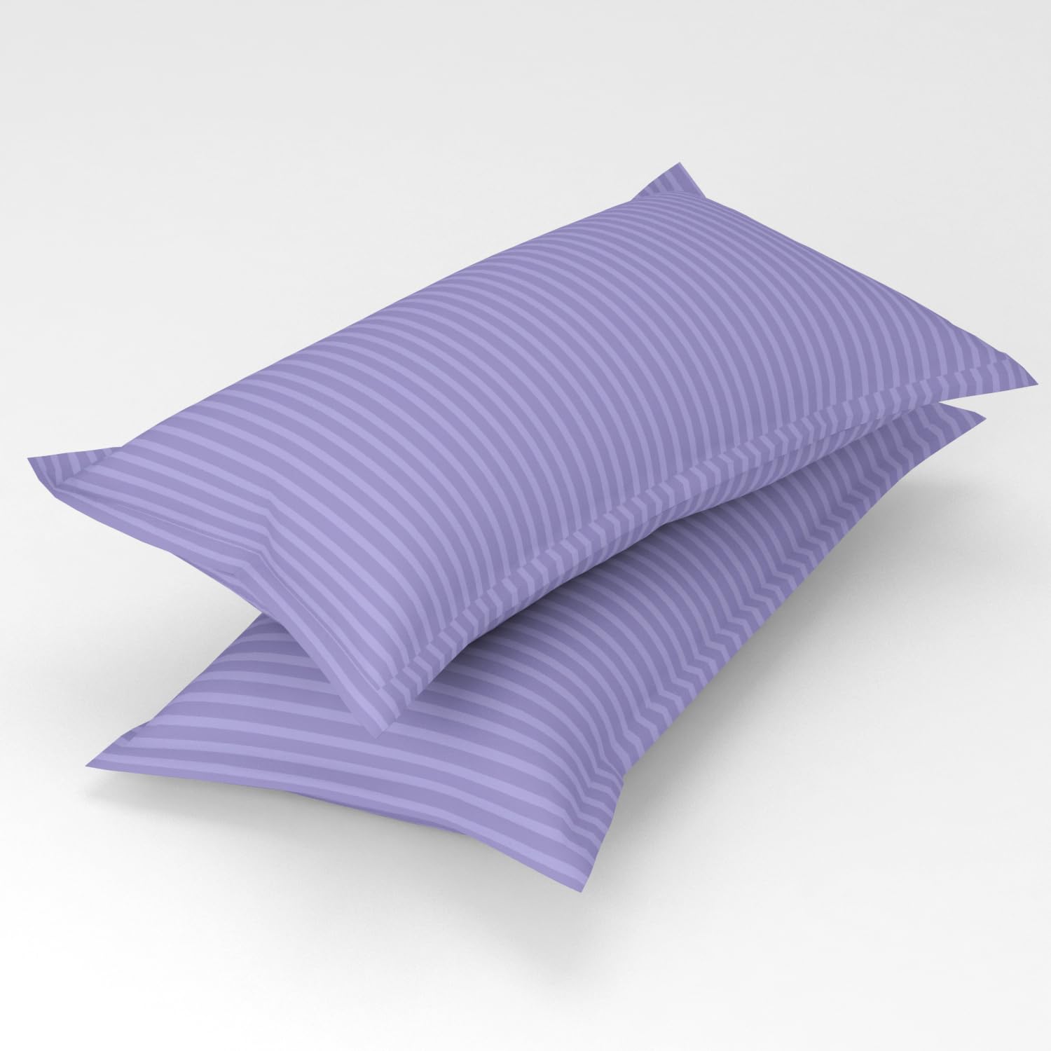 Homefab India 2 Piece Satin Stripe Glace Cotton Pillow Covers - Purple