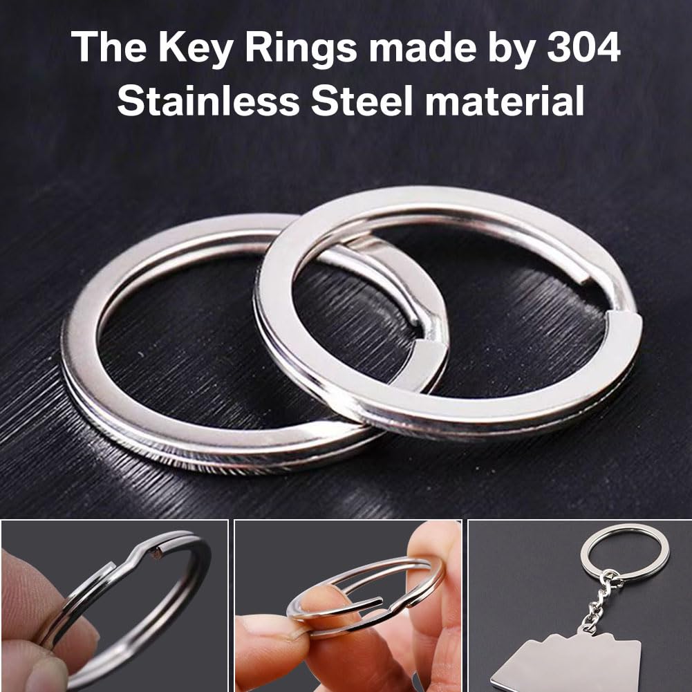 30pcs Key Rings Assortment,Flat Key Ring 30mm Dia, Metal Split Rings Stainless Steel Heavy Duty Keys Ring Hoop for Keys Organization,for Keychain Dog Pet Collar Tag DIY Craft CarKey — view 3