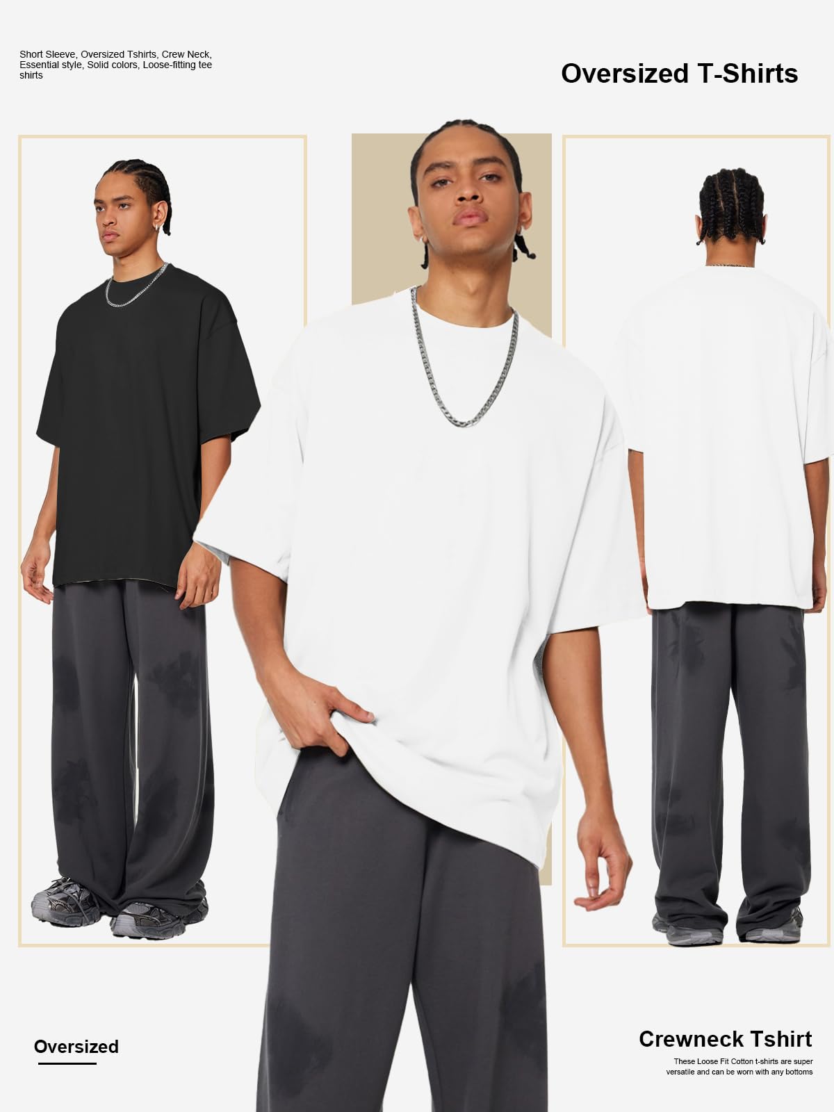 Übergroße Herren-T-Shirts, modisch, lockere Passform, Rundhalsausschnitt, Streetwear, schwer, kurzärmelig, Fitnessstudio, Workout