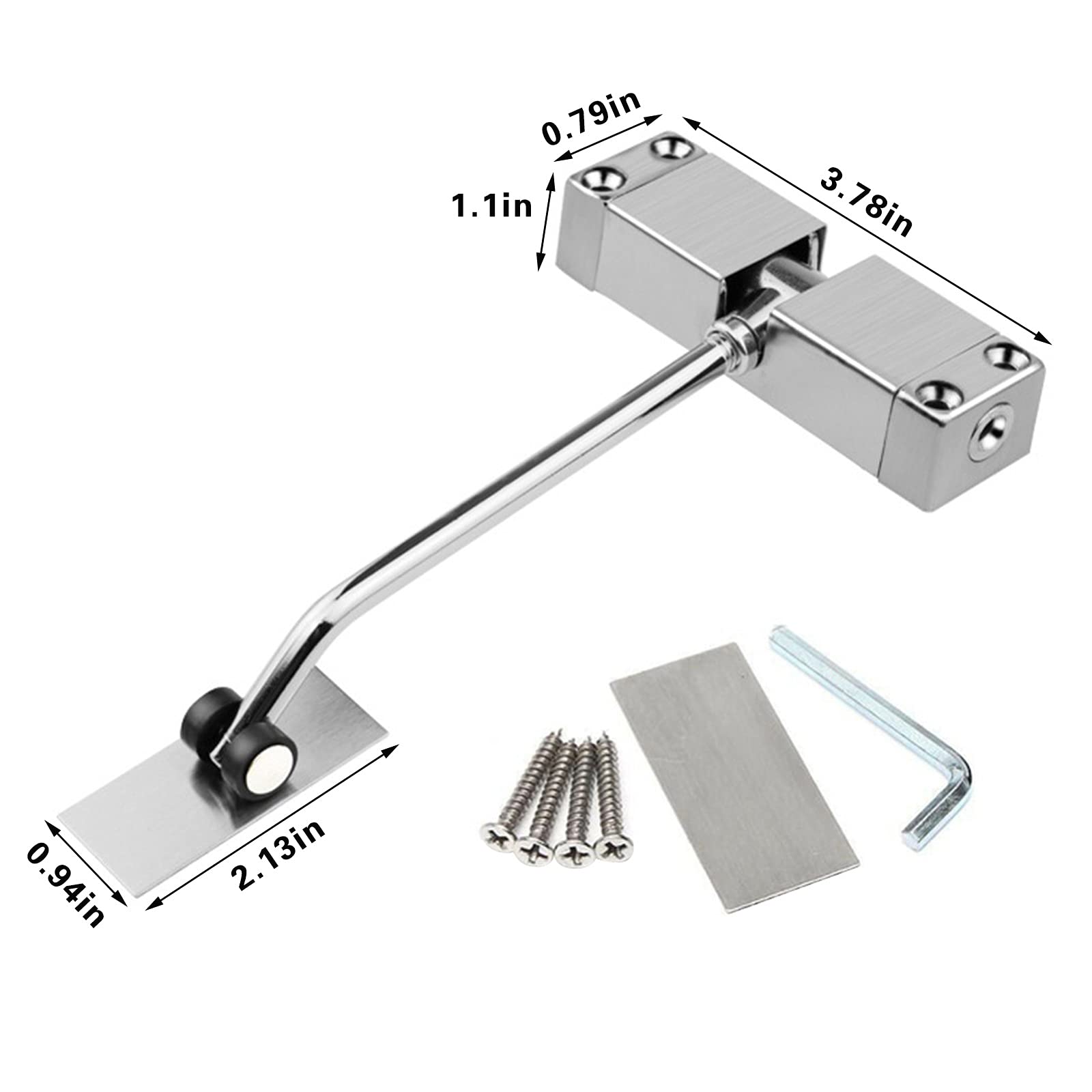 chiudiporta automatico. Chiudiporta a molla in acciaio inossidabile con superficie regolabile, chiusura automatica for chiudiporta for porte di uffici domestici(1pcs)