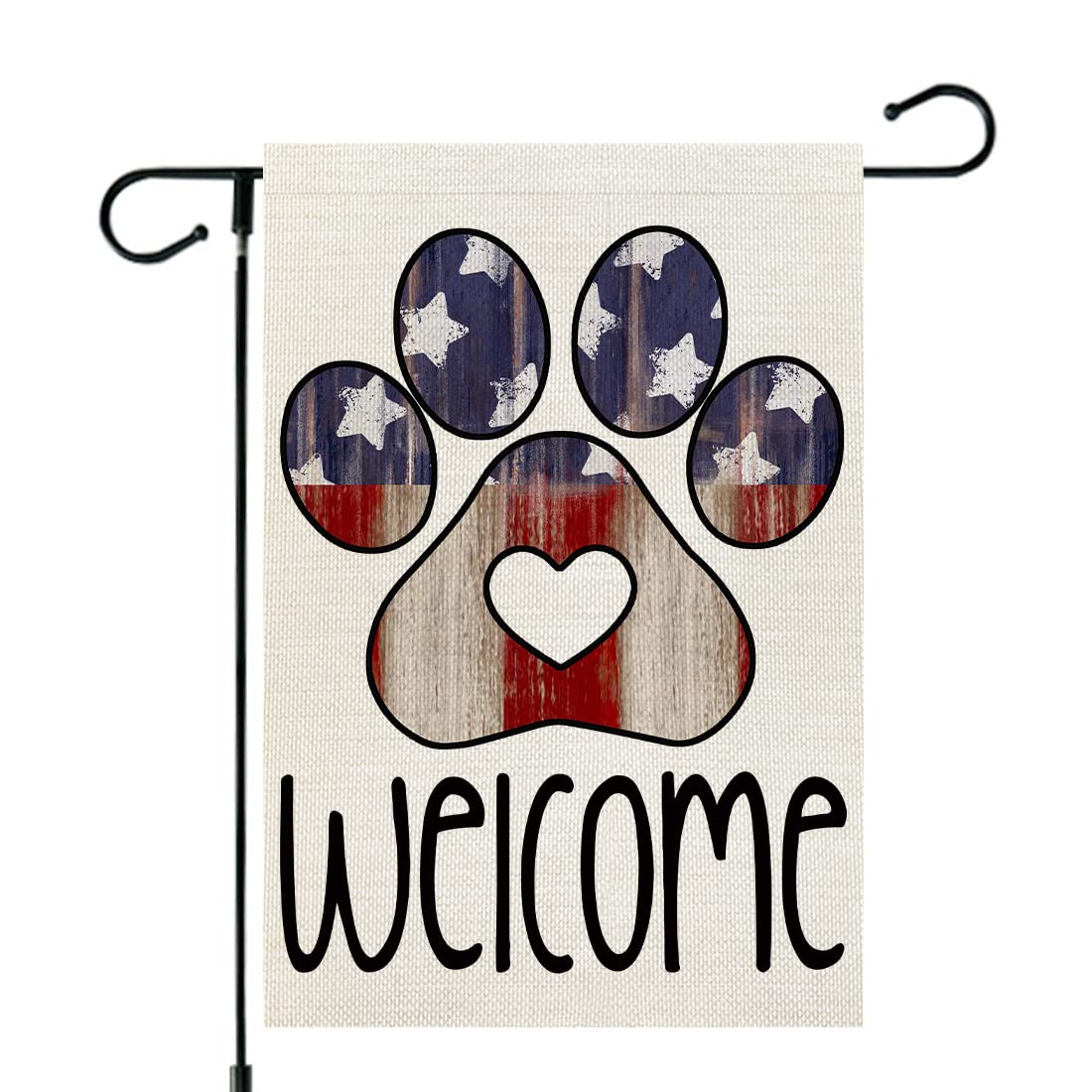 CROWNED BEAUTY 4th of July Patriotic Garden Flag Paw Print 12x18 Inch Double Sided Independence Day Outside Welcome Small ...