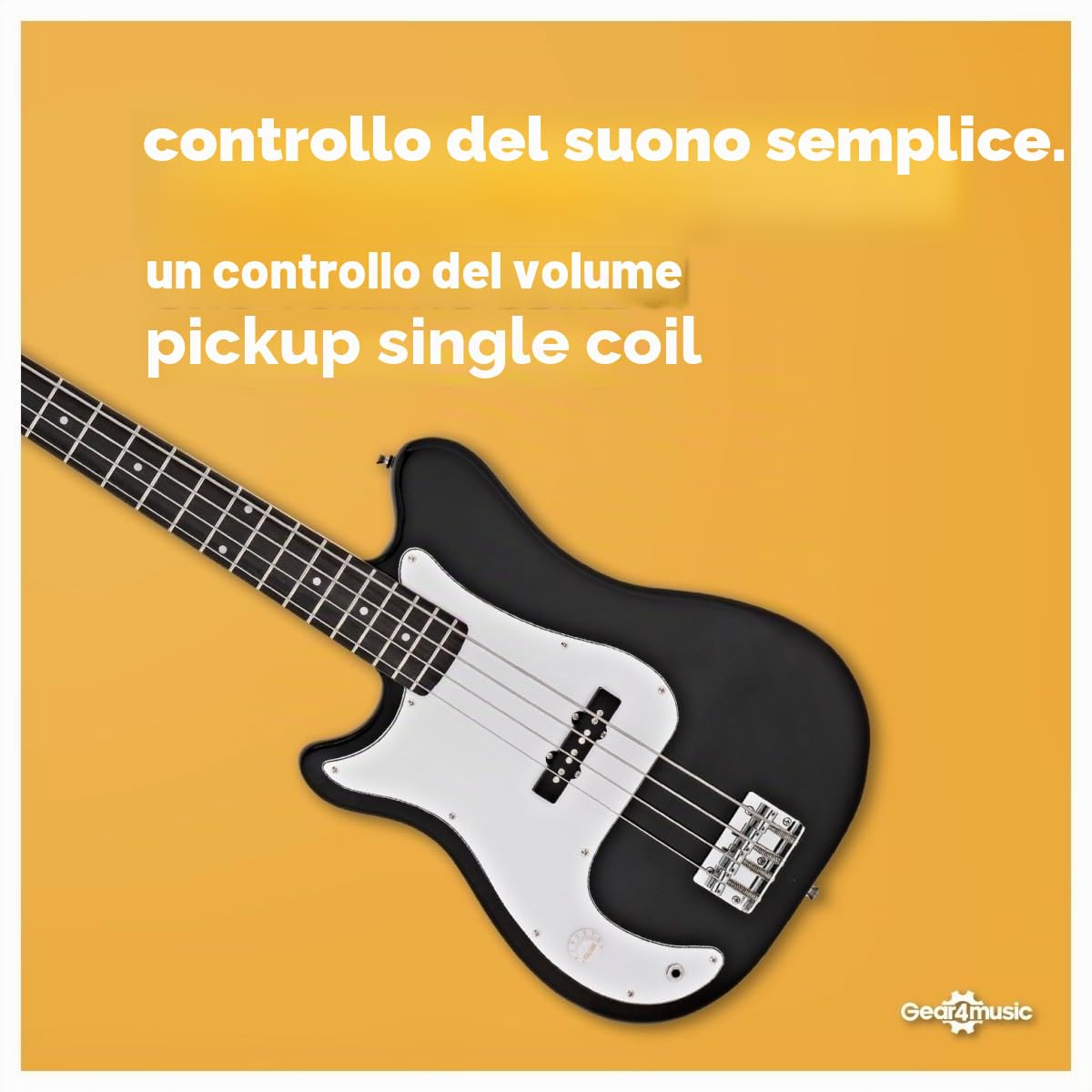 VISIONSTRING Kit Basso Elettrico 3/4 Mancino con Ampli 10W e Accessori | Per Bambini e Principianti, Manico a C, Doppio Cutaway, Ampli 10W, Borsa, Tracolla, Plettri e Accordatore Inclusi