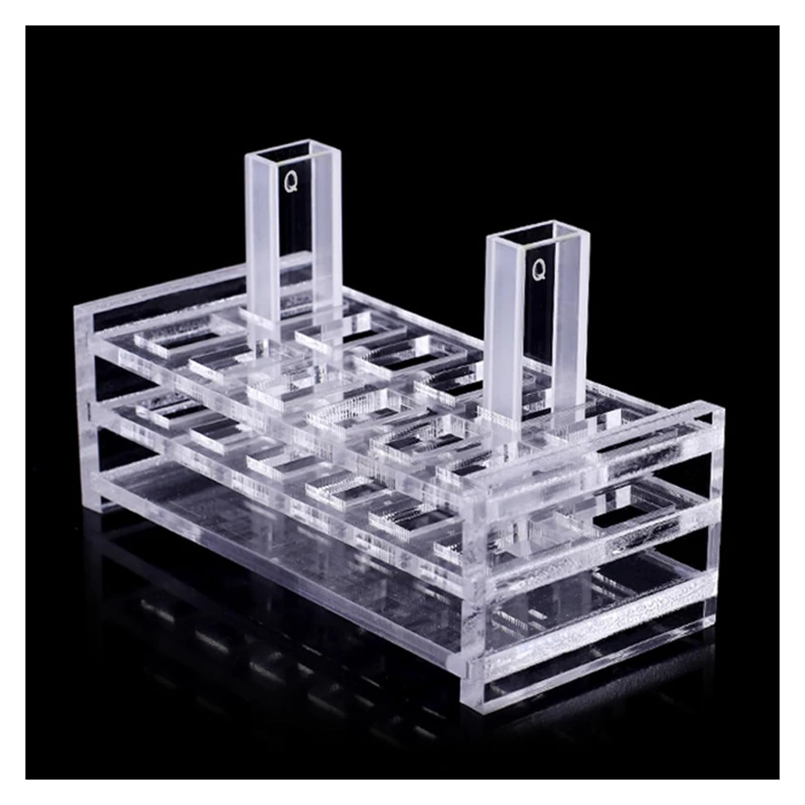 2 cubetas de Cuarzo con Tapa, Longitud de trayectoria de 5 mm, JGS1, Volumen de 1,75 ml, for espectrofotómetro(Fully fution)