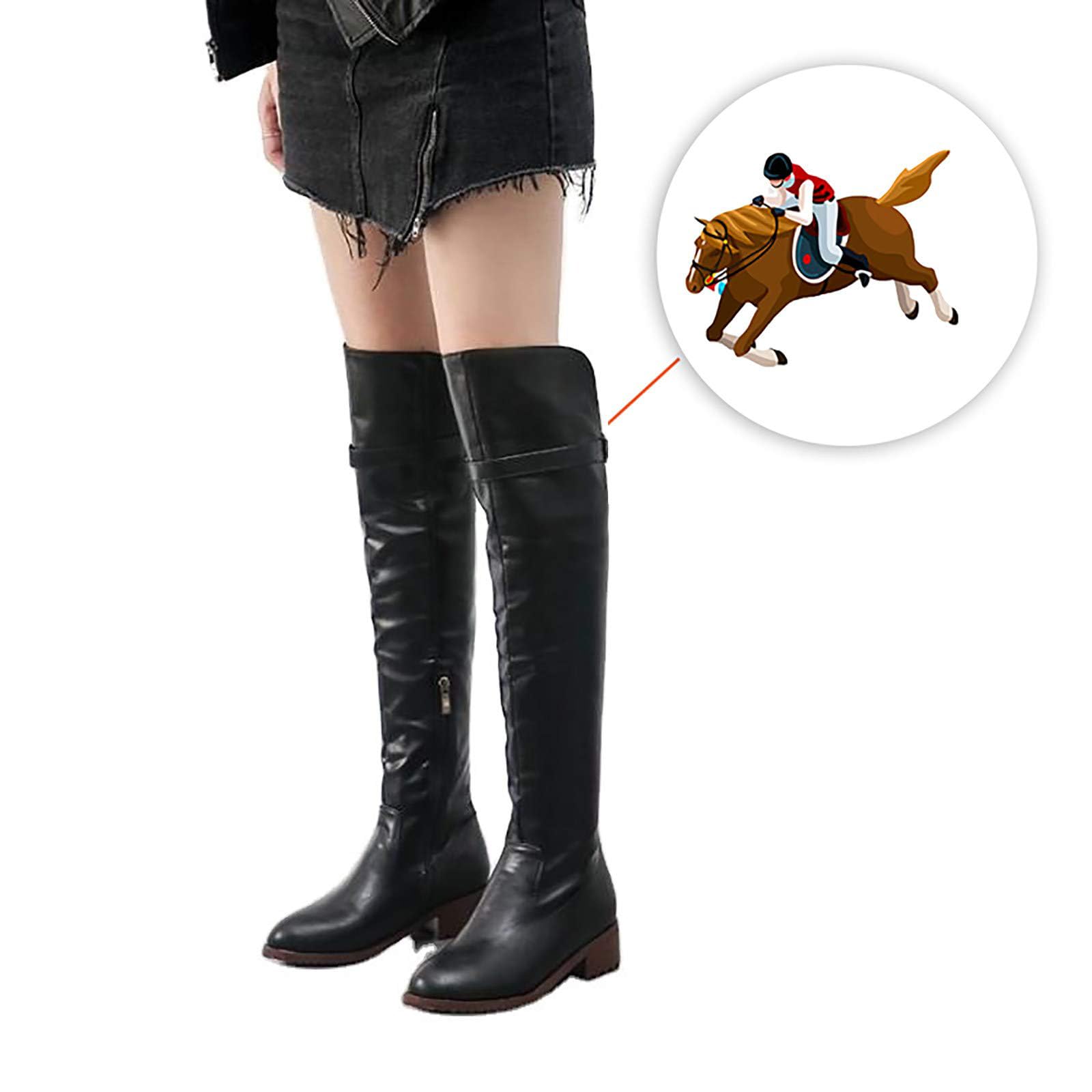 Botas De Equitación (34-43), Botas De Equitación Para Mujer, Punta Redonda + Cremallera Lateral, Impermeables + Antideslizantes, Tacón Bajo (1-4 Cm) + Resistentes Al Desgaste,42,Brown