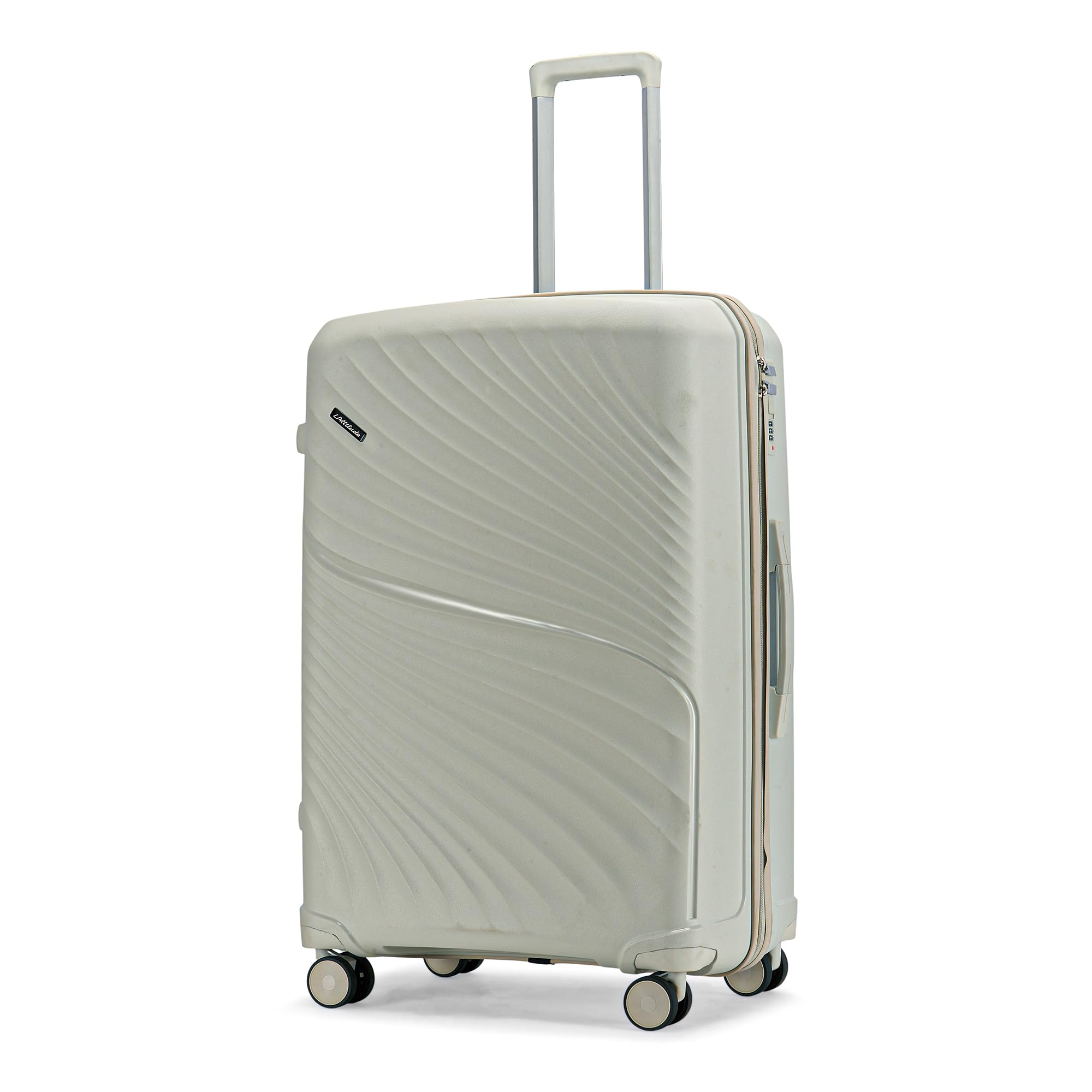 Meridian Medium Check-in Suitcase 65 cm 24 inch Polypropylene Hard Trolley, 8 Spinner Wheels, 2-Pocket Convipack, Recessed Number Lock for Men & Women Ghost Grey/Limestone Grey