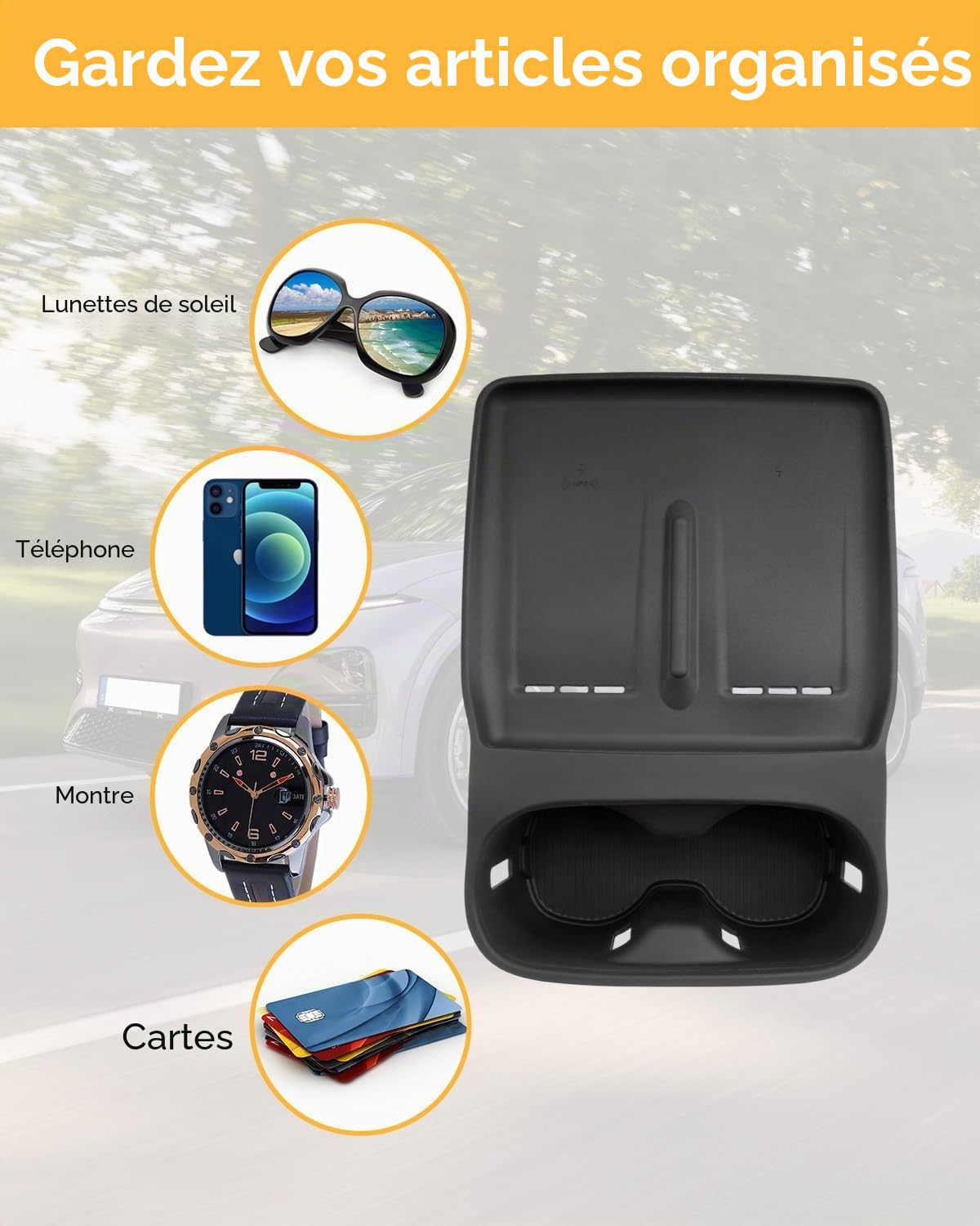 YEE PIN Pour Xpeng G6 EV 2025 2026 2027 Coussinets de protection pour chargeur sans fil avec porte-gobelet Boîte de rangement Porte-gobelet Organiseur de boîte à gants Nouveau G6 2026 Accessoires