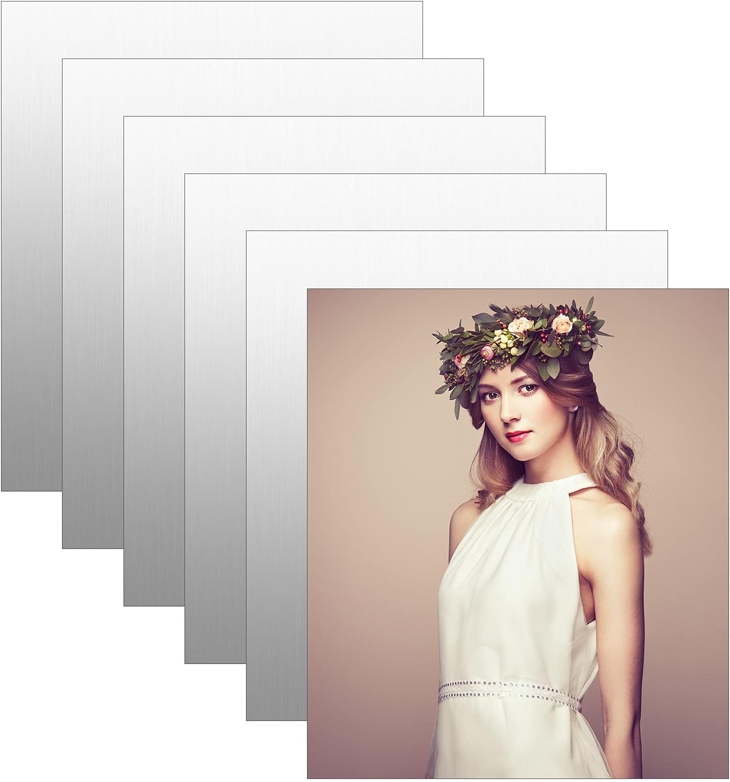 Hotop 6 Pieces Sublimation Photo Blank Aluminum Metal Photo Metal Wall Poster Frame Collection for Thermal Sublimation Printing Photo Sign (Silver)