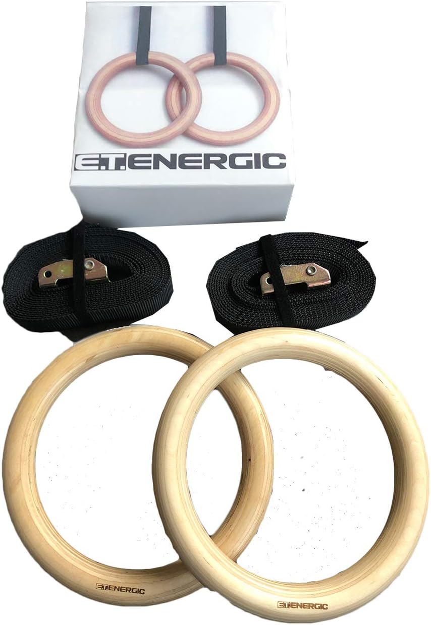 Wood Gymnastic Rings Non-Slip Fitness Rings for Home Gym Full Body Workout