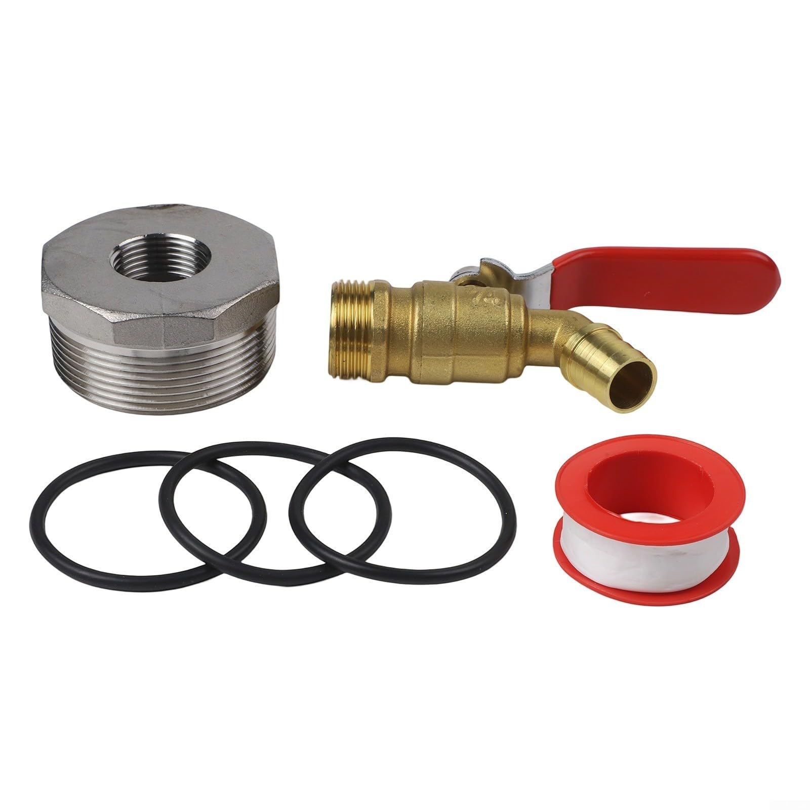 Lot de 2 robinets de tambour en laiton de 1,9 cm avec joint et ruban adhésif pour tambour de 55 gallons, compatible avec les fûts en plastique et en acier