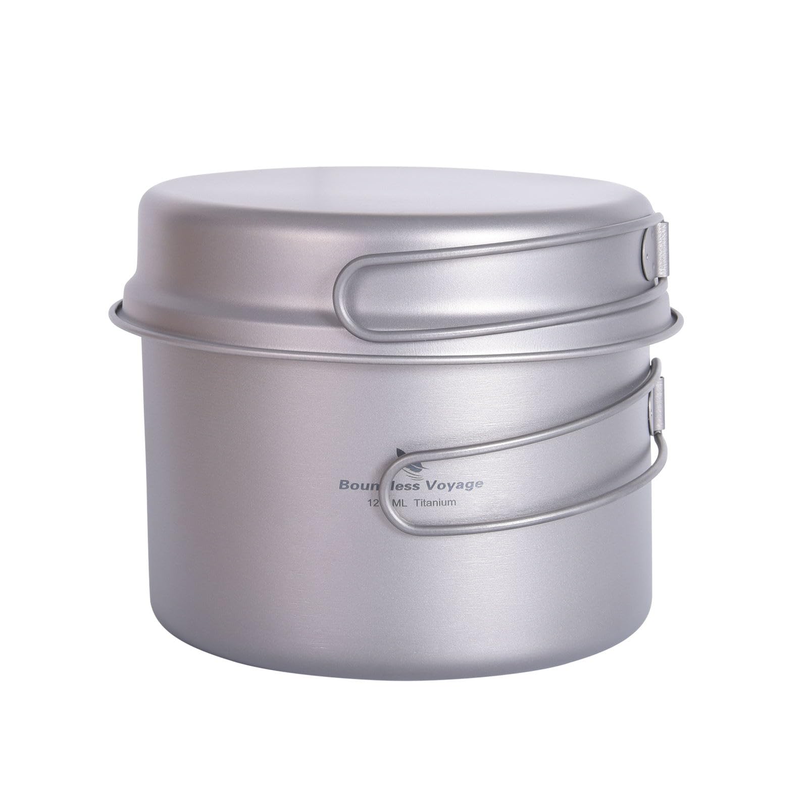 Boundless Voyage Ti2110C - Olla de titanio con sartén, utensilios de cocina para exteriores, juego de cocina de Tianio, con asas plegables dividibles