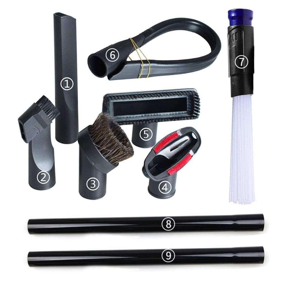 Alrens 10-Piece Universal Vacuum Attachment Kit - Includes Brushes, Nozzles & Adapters For Shop Vac & Home Cleaning