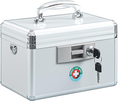 KYODOLED - Caja de seguridad con llave para medicina, caja de primeros auxilios con cerradura, caja de almacenamiento de llaves para medicamentos,