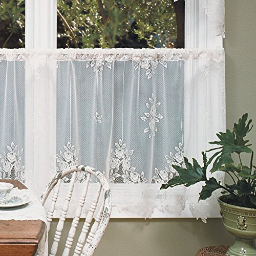 Heritage Lace Tea Rose 60-Inch Wide By 24-Inch Drop Tier, White #TOP3