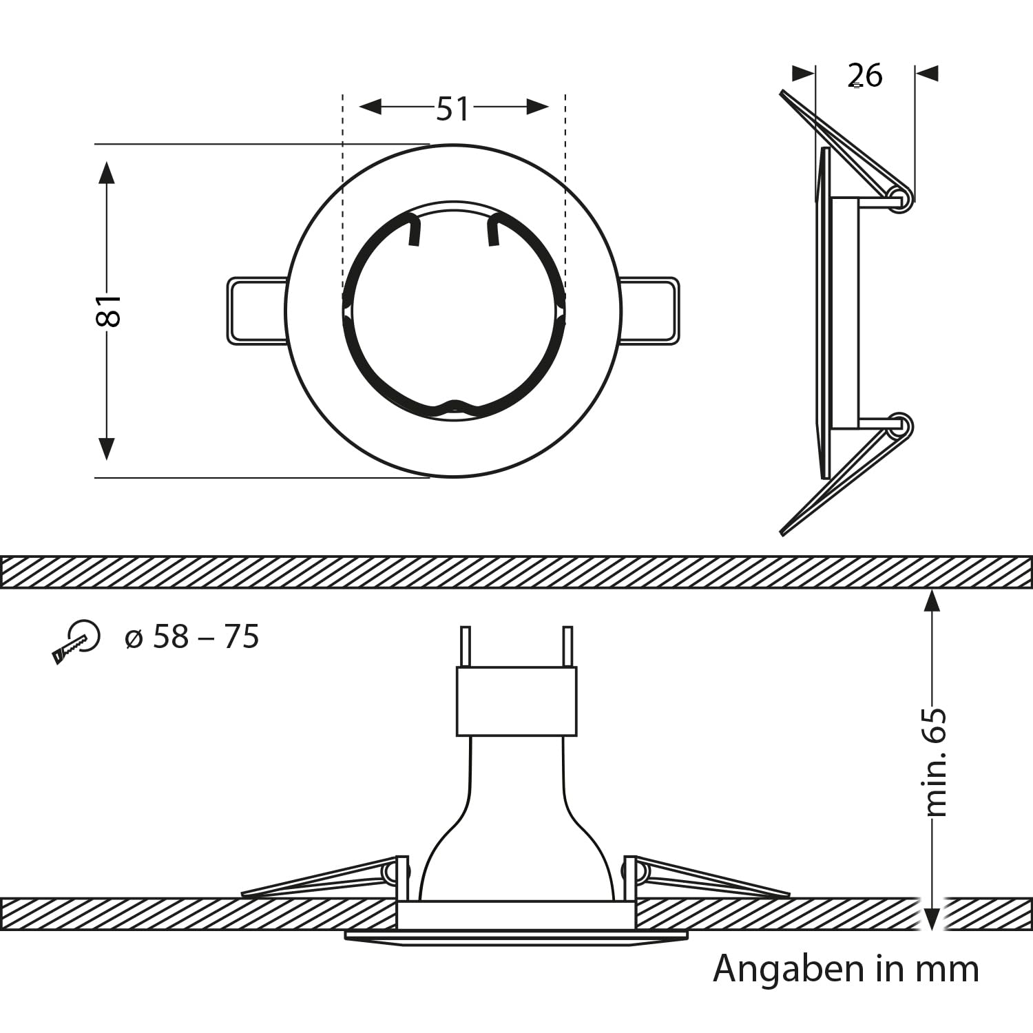 ledscom.de 10x Decken-Einbaustrahler FERE Einbaurahmen anthrazit matt, inkl. GU10 Lampe, 630lm, weiß