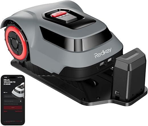 Redkey Mähroboter Smart Rasenmäher Roboter – Rasenroboter mit Begrenzungskabel 500m² C-TOF Technologie MGC500 Pfadplanung Kartenzeichnen 45% Steigfähigkeit APP-Steuerung Leise 57dB