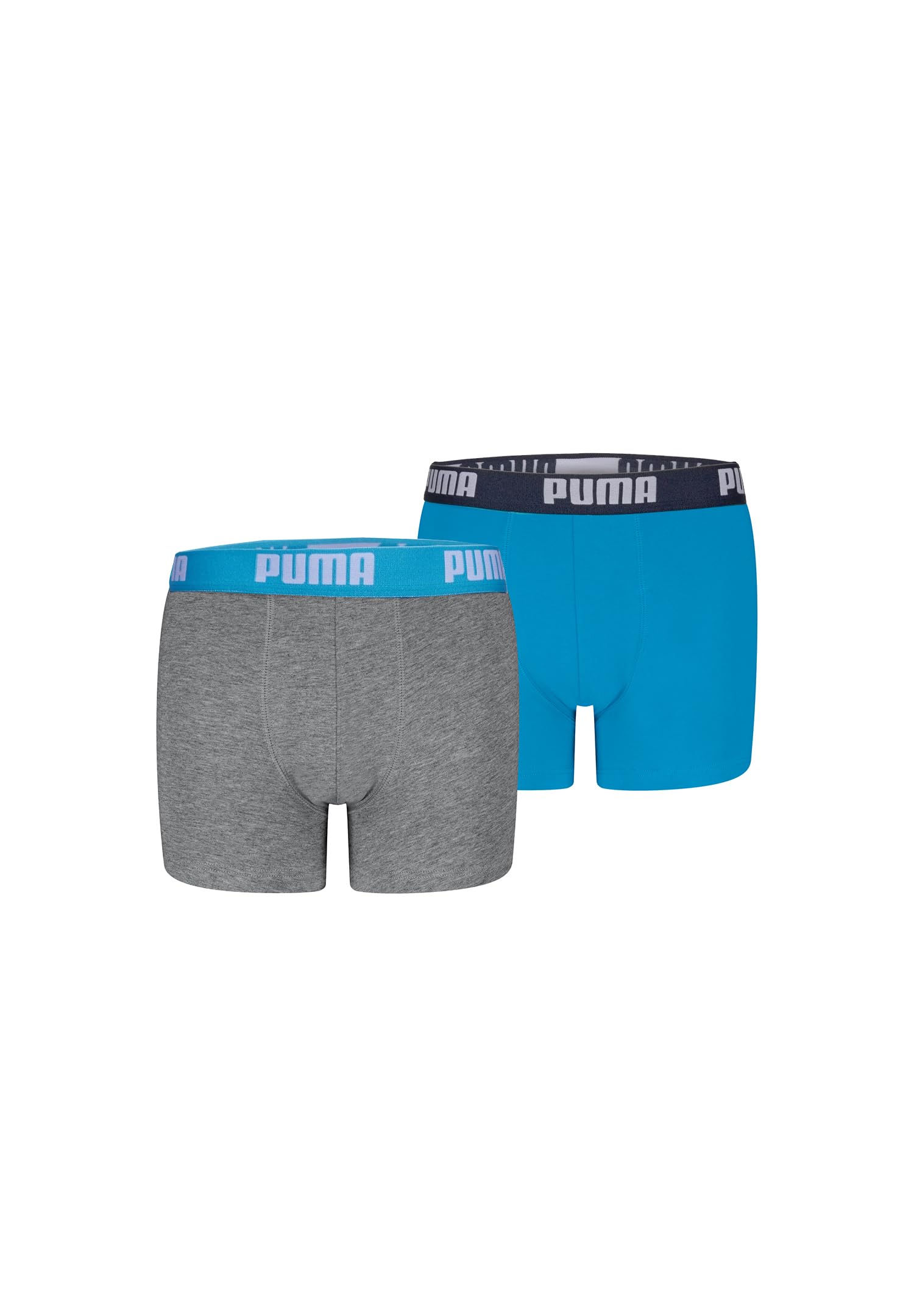 PUMA Everyday Basic Boxers 2P, Biancheria Intima, Bambini e Ragazzi, Grey mélange/Blue - New, 134-140