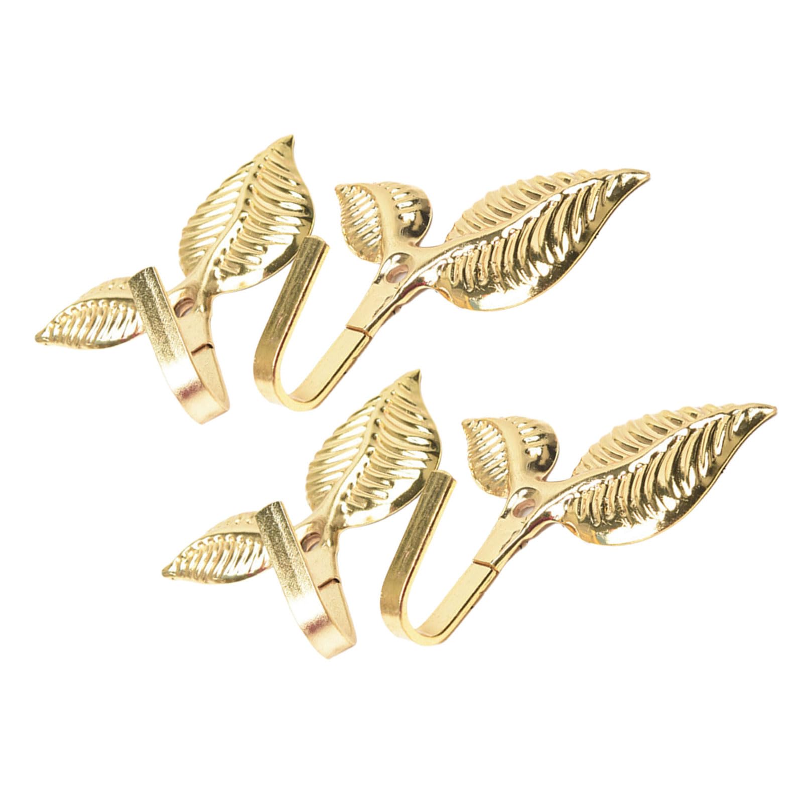4pcs Curtain Tieback Hooks, Vintage Leaf-shape Curtain Holdbacks Hooks Wall Mounted Drapery Tieback Towel Hook Hanger Wall Mounted Tiebacks